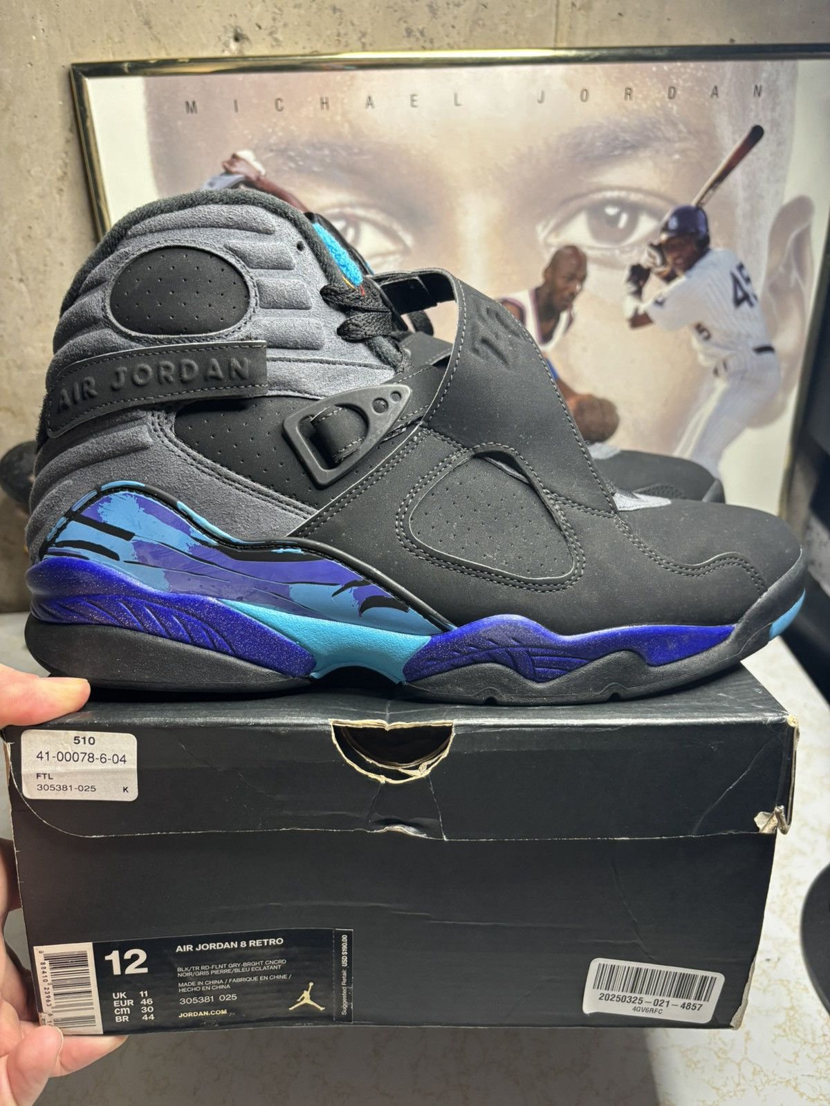 Jordan Brand Air Jordan 8 Retro 2015 Aqua 2015 Size US 12 / EU 45 - 1 Thumbnail
