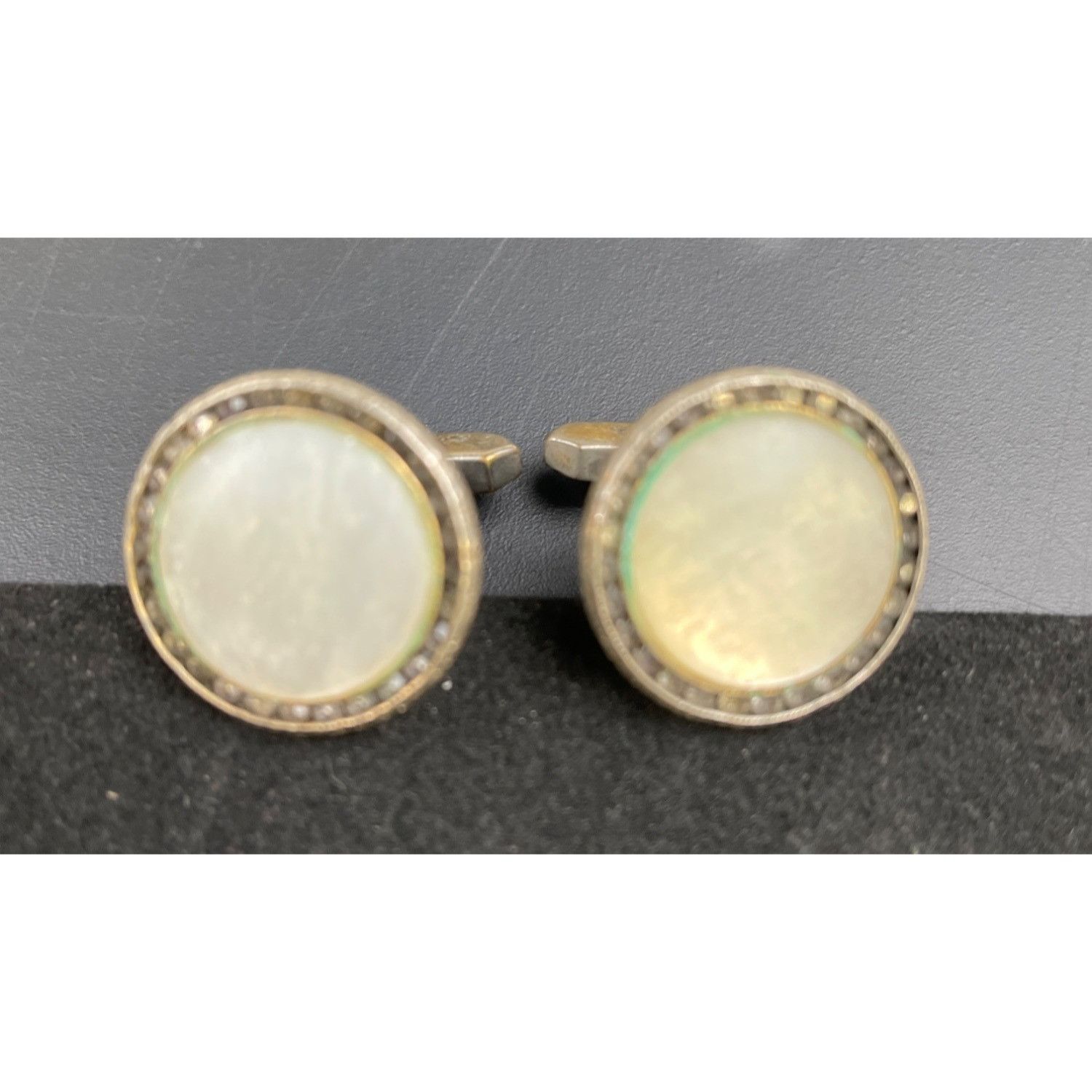 Other Vintage Mother of Pearl Men's Cufflinks/ rhinestones/ gold t Size ONE SIZE - 5 Thumbnail