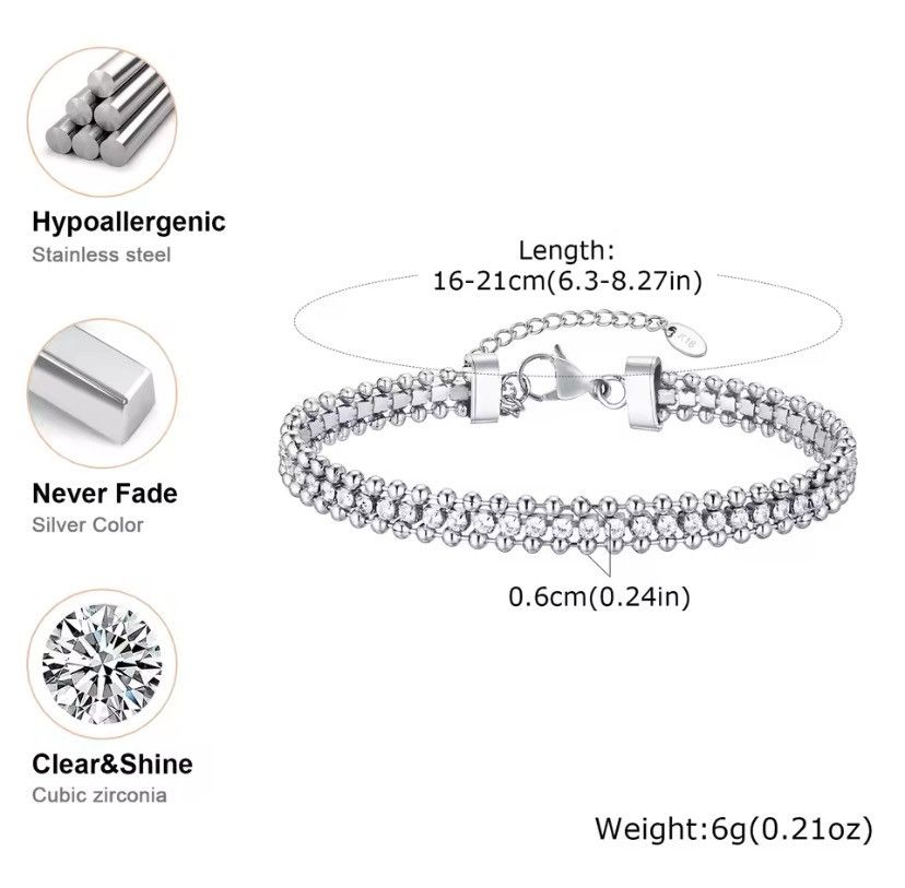 Other Luxury Zircon Stones Row Bracelet Size ONE SIZE - 2 Thumbnail