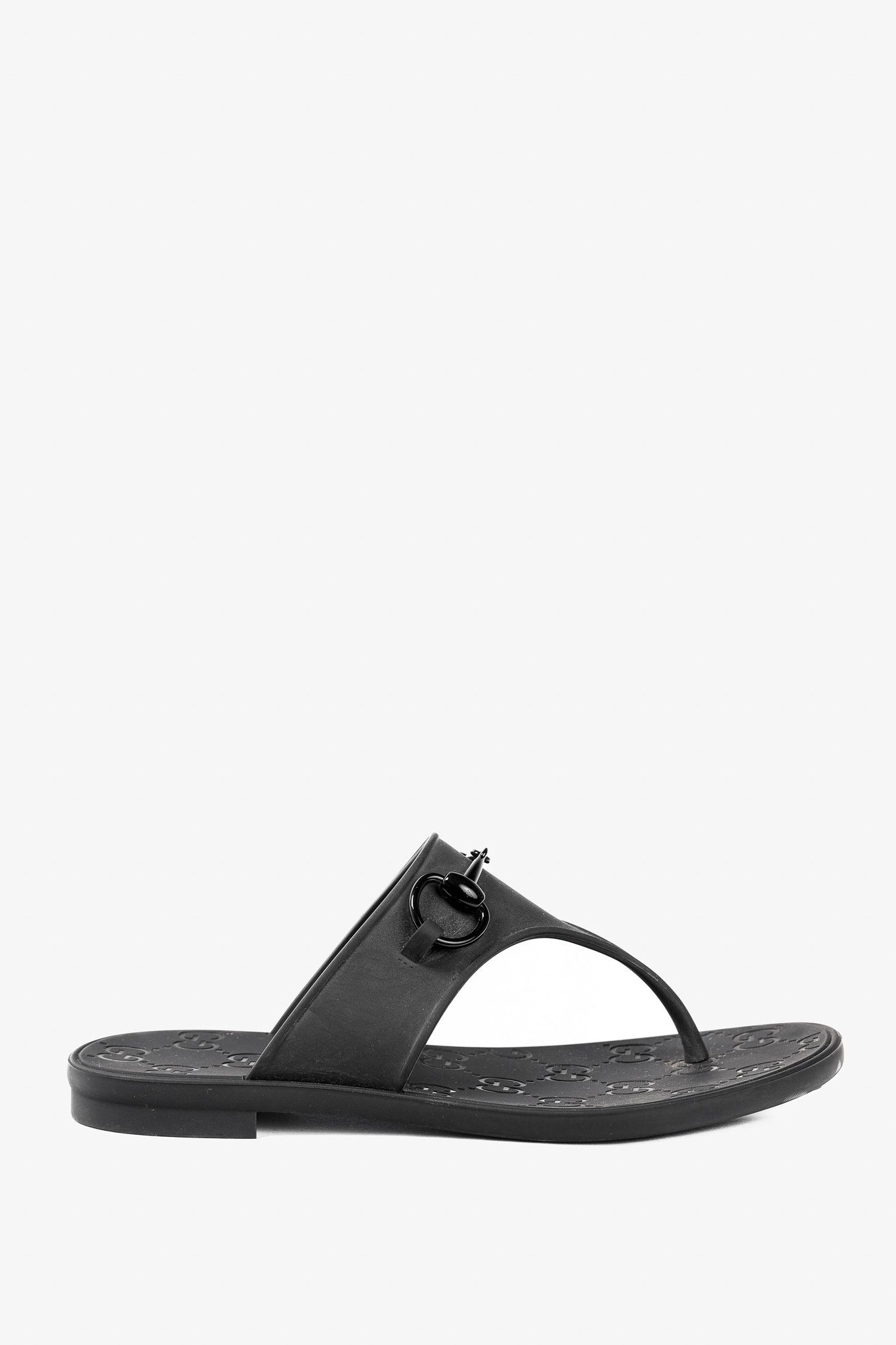 Gucci Gucci Black Rubber Horsebit Thong Sandals Size US 4 / IT 34 - 2 Thumbnail