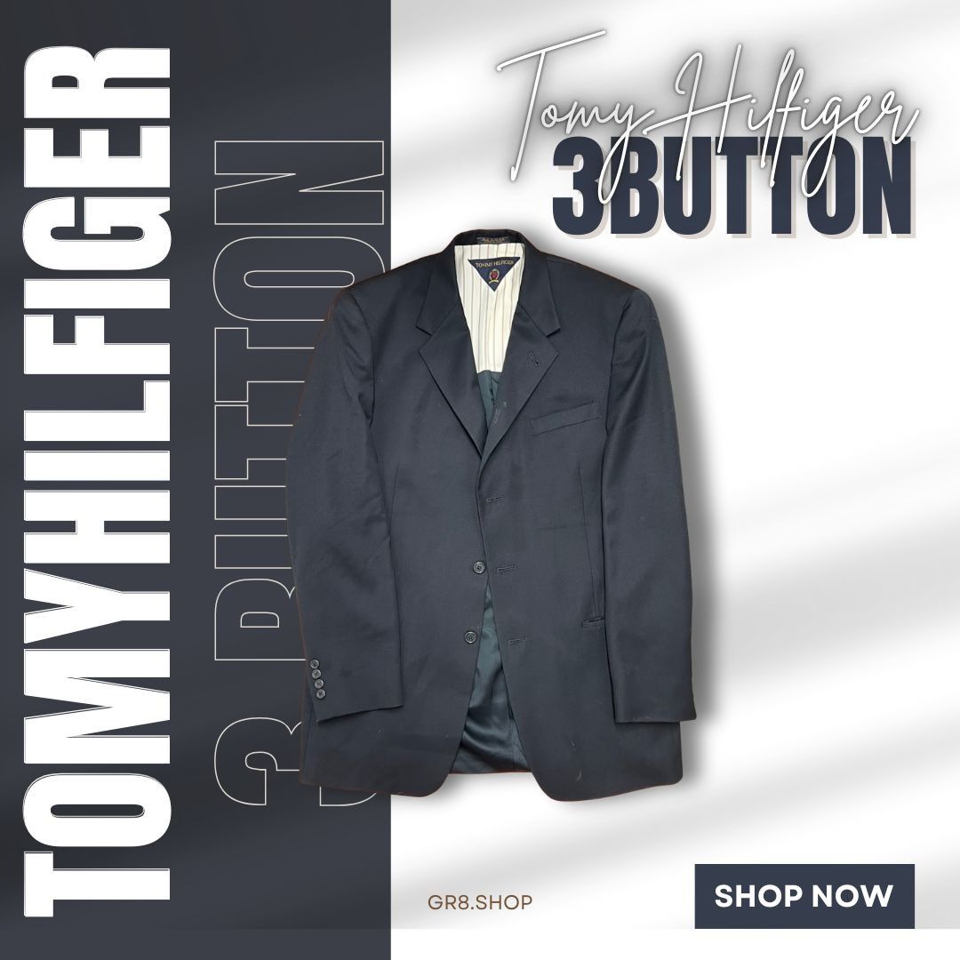 Tommy Hilfiger Tommy Hilfiger 3-Button Black Blazer – Classic Formal Suit J Size 40R - 1 Thumbnail