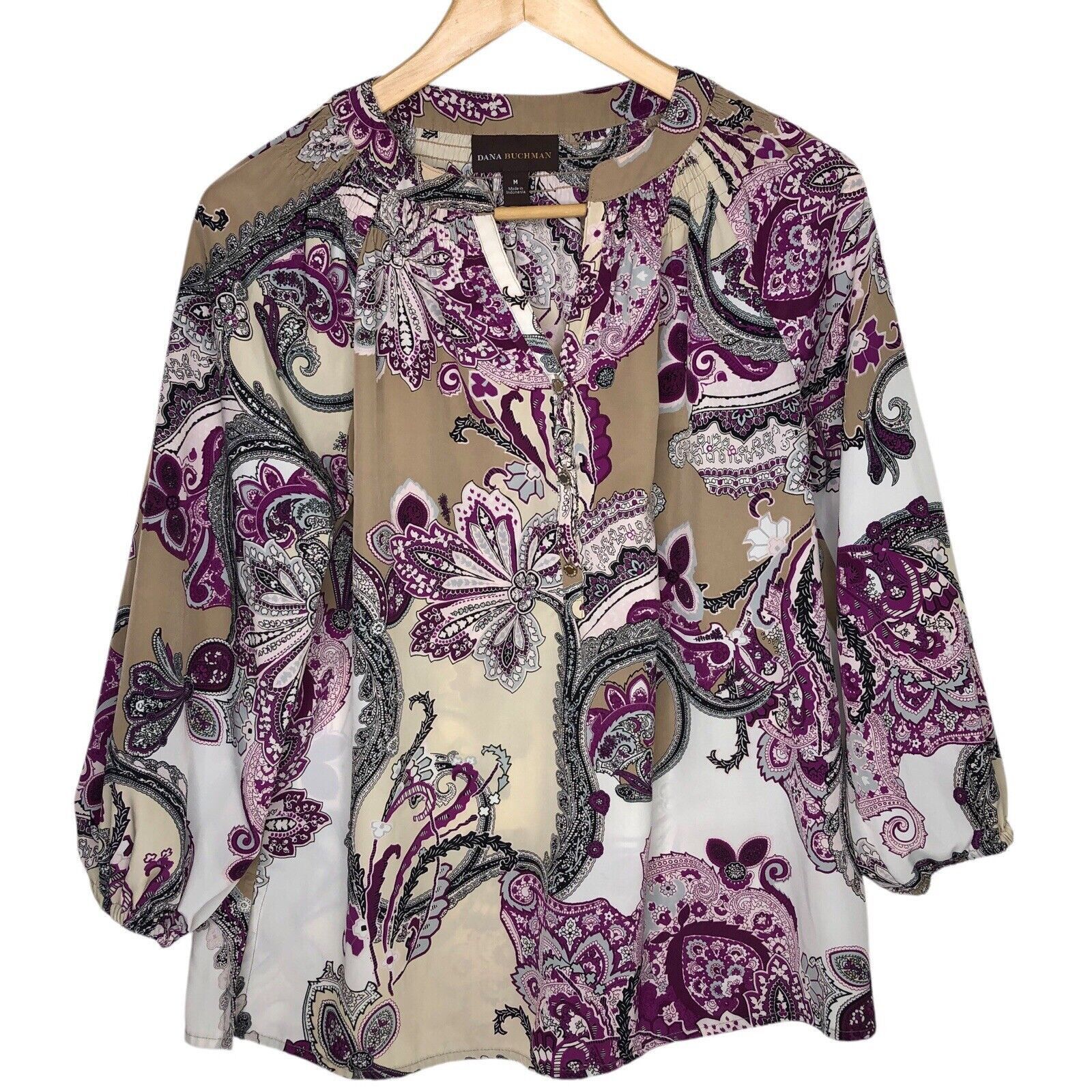 Other Dana Buchman Top Paisley Blouse Size M Henley 3/4 Size M / US 6-8 / IT 42-44 - 1 Thumbnail
