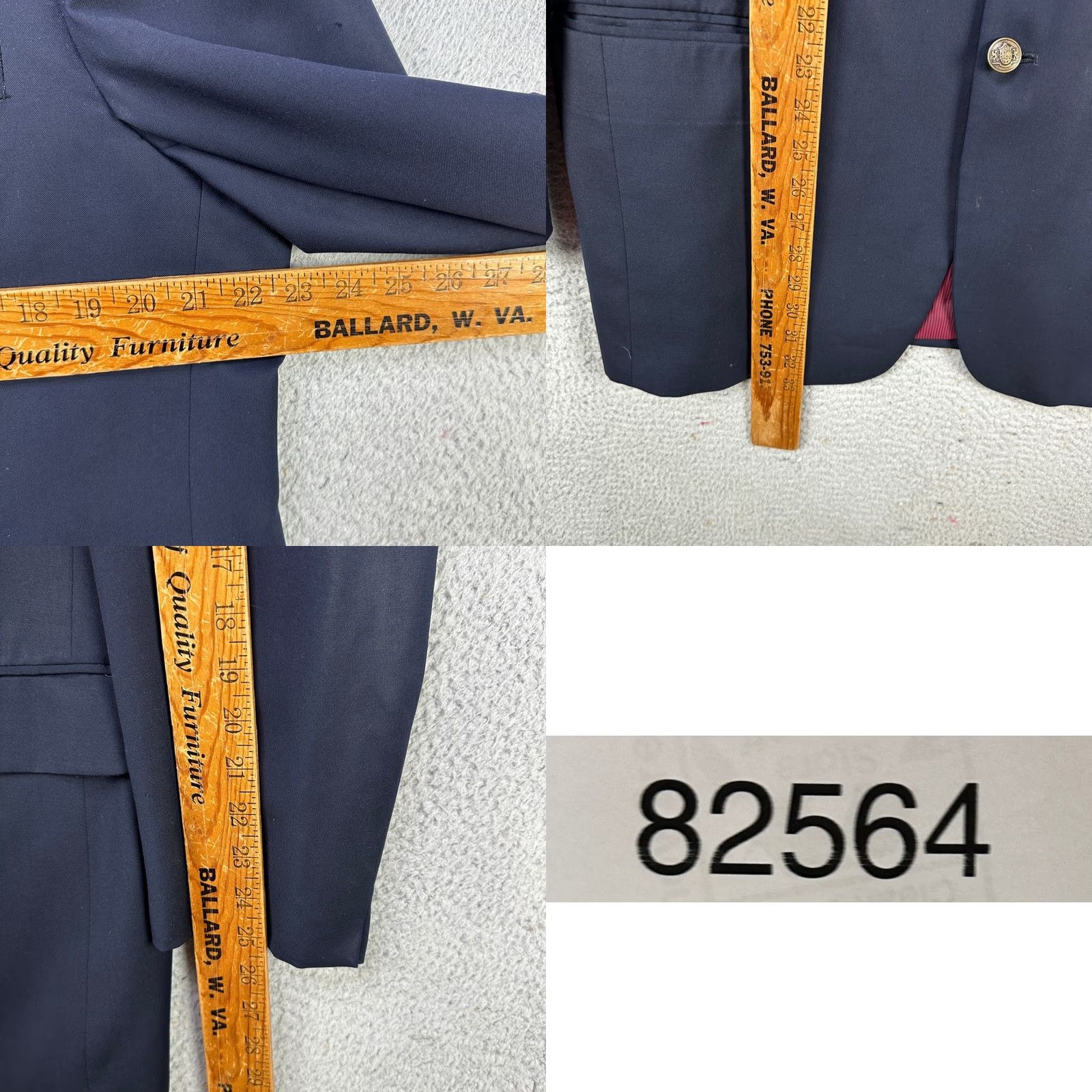 Pendleton Pendleton Wool Blend Blazer Sport Coat Mens 44R Navy Blue 2 Button Long Sleeve Gray Notch Lapel Business Formal Jacket Size US XXL / EU 58 / 5 - 9 Thumbnail