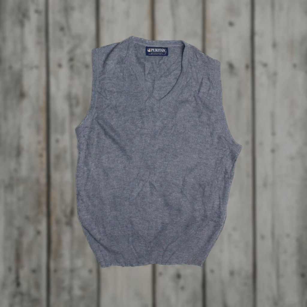 Vintage VINTAGE Puritan Vest Shirt Large Gray 1990s V-neck Sweater Vest Mens Size US L / EU 52-54 / 3 - 1 Thumbnail