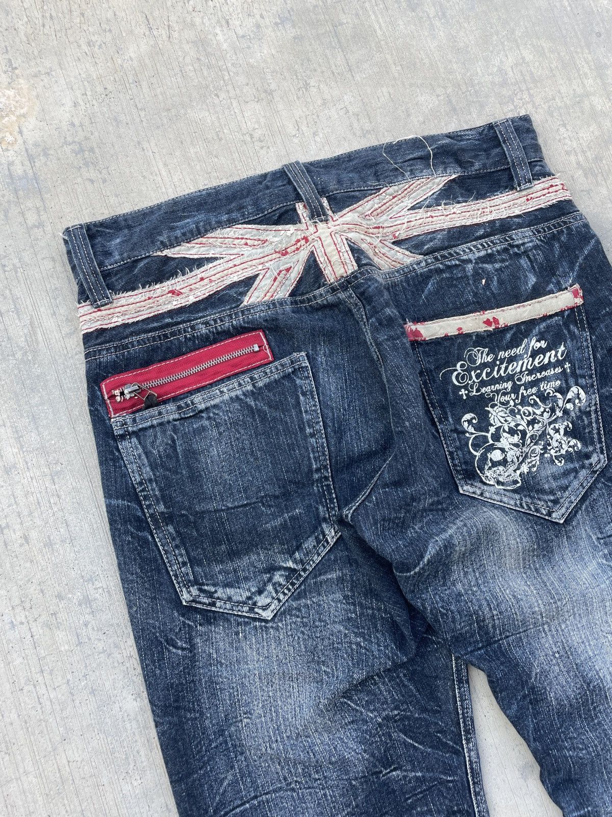 Japanese Brand 💥RARE💥 JACK SERIKA UNION JACK SKULL POEM CRAZY WASH DENIM Size US 33 - 7 Thumbnail