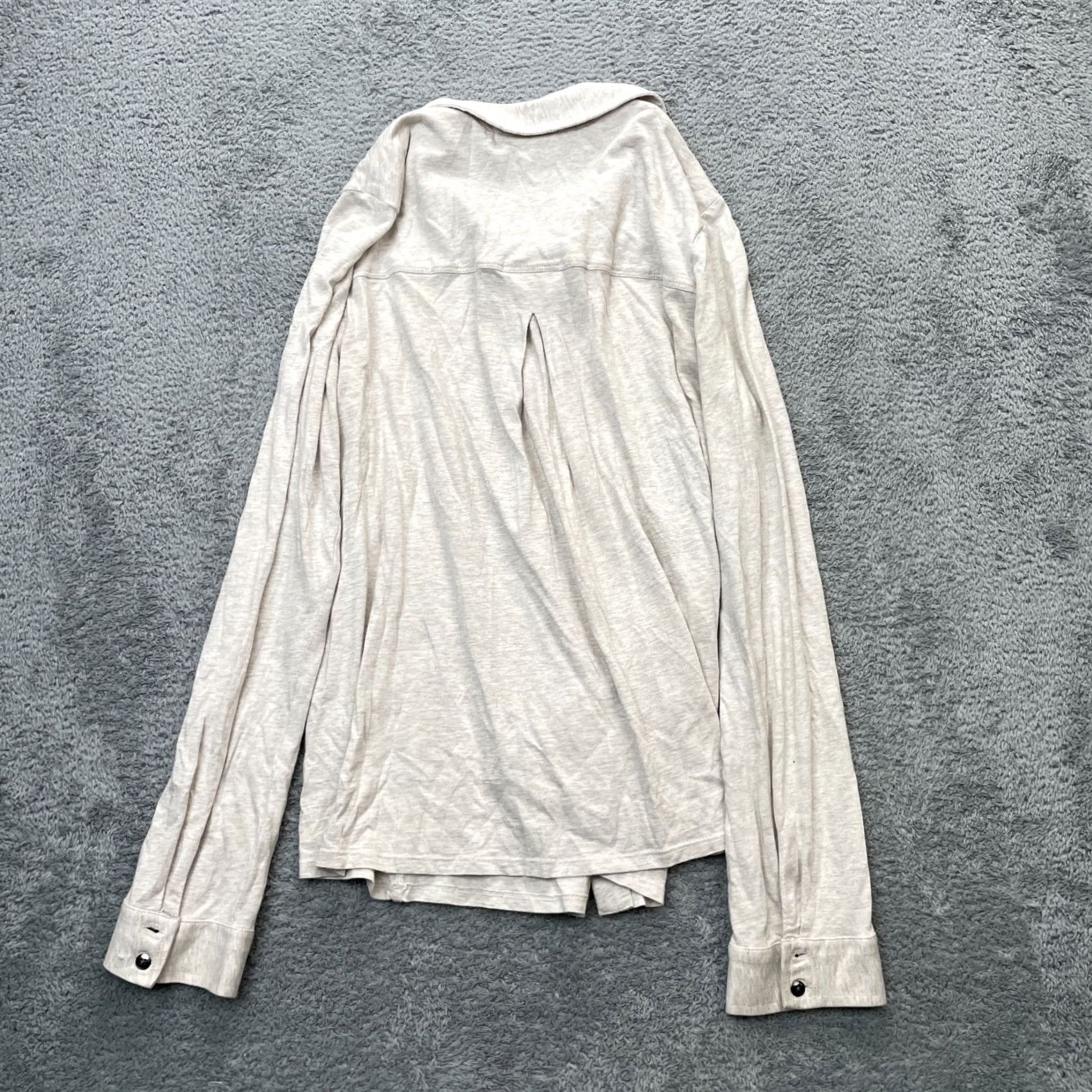 J. Jill J Jill Womens Medium Tall Beige Knit Button-Up Shirt Size M / US 6-8 / IT 42-44 - 2 Thumbnail