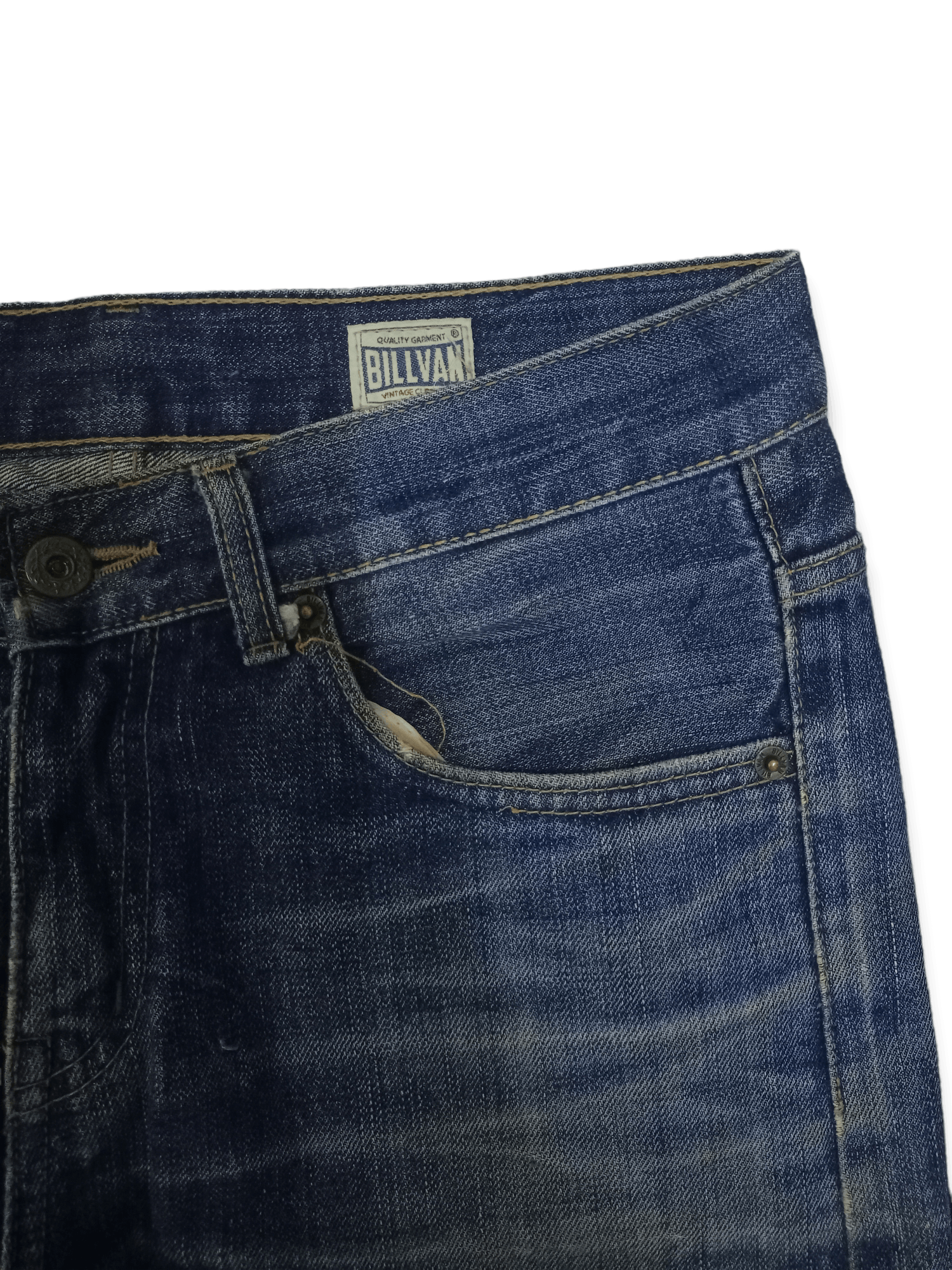 Japanese Brand Vintage BILLVAN Mud Wash Distressed Selvedge Loose Jeans Size US 31 - 8 Thumbnail