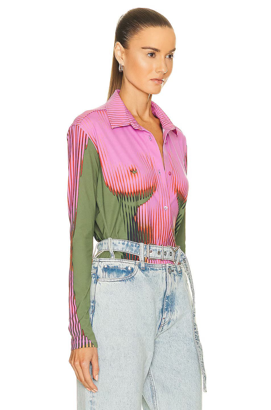 Jean Paul Gaultier × Y/Project Pink Khaki Body Morph Shirt Size M / US 6-8 / IT 42-44 - 3 Thumbnail