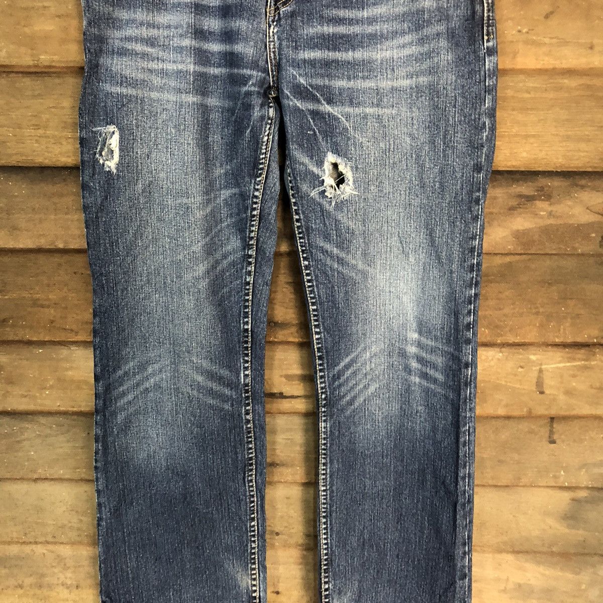American Eagle Outfitters America Eagles Blue Disstressed Denim Pants #7389 Size US 32 / EU 48 - 7 Thumbnail