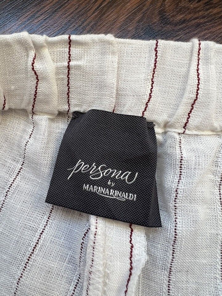 Other Persona by Marina Rinaldi Linen Blend Pants White US 10 Size 32" / US 10 / IT 46 - 10 Thumbnail