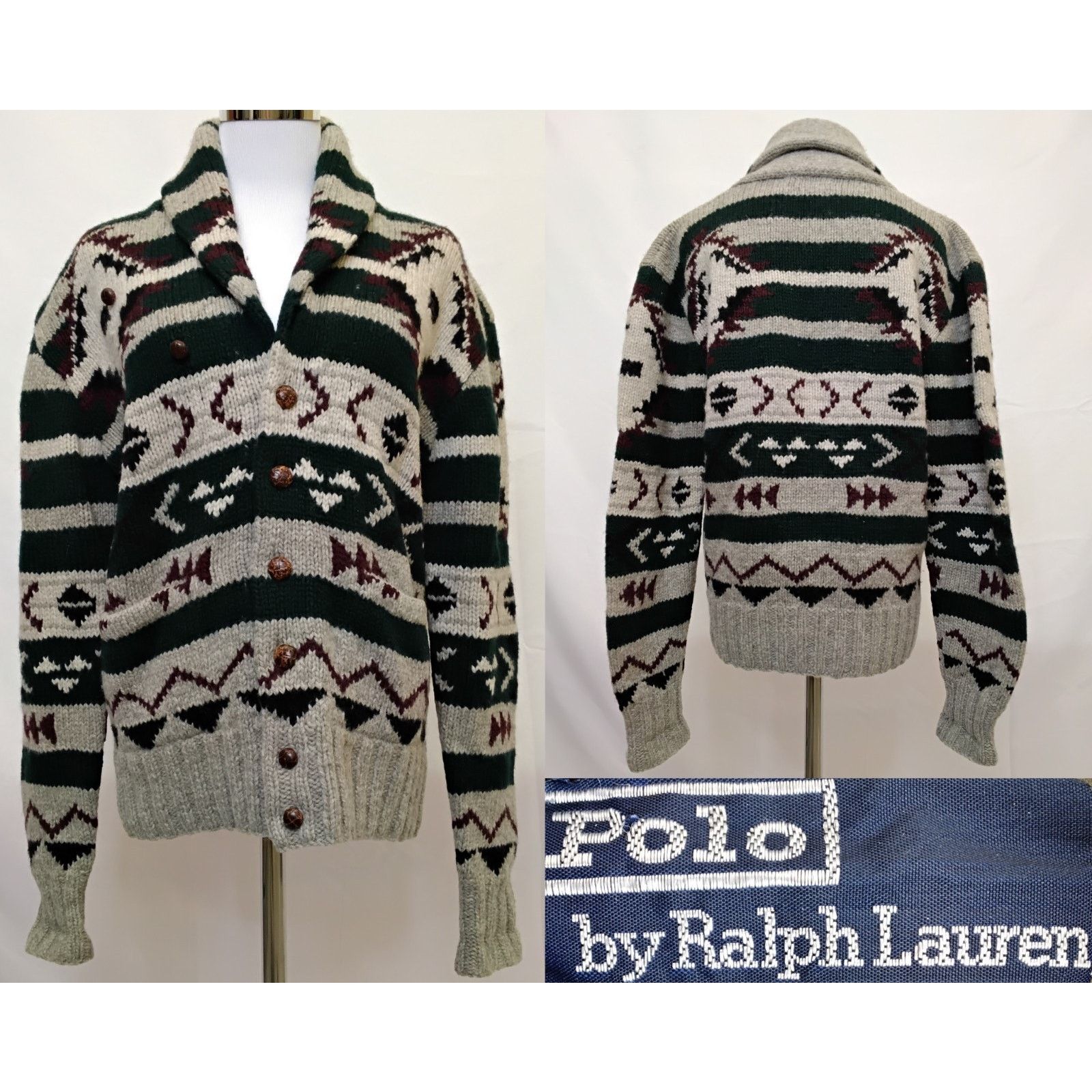 Polo Ralph Lauren Ralph Lauren Cardigan Women's M Gray 1990's Wool Blue Label Size M / US 6-8 / IT 42-44 - 1 Thumbnail