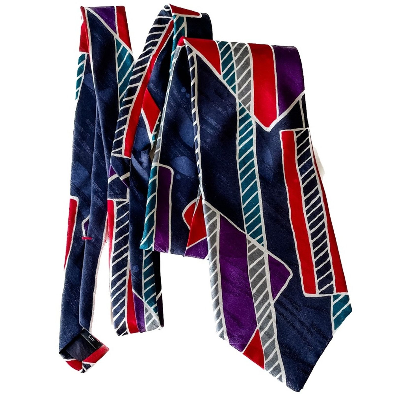 Halston III Vintage 80s Halston IIII retro abstract 100% silk tie Size ONE SIZE - 3 Thumbnail