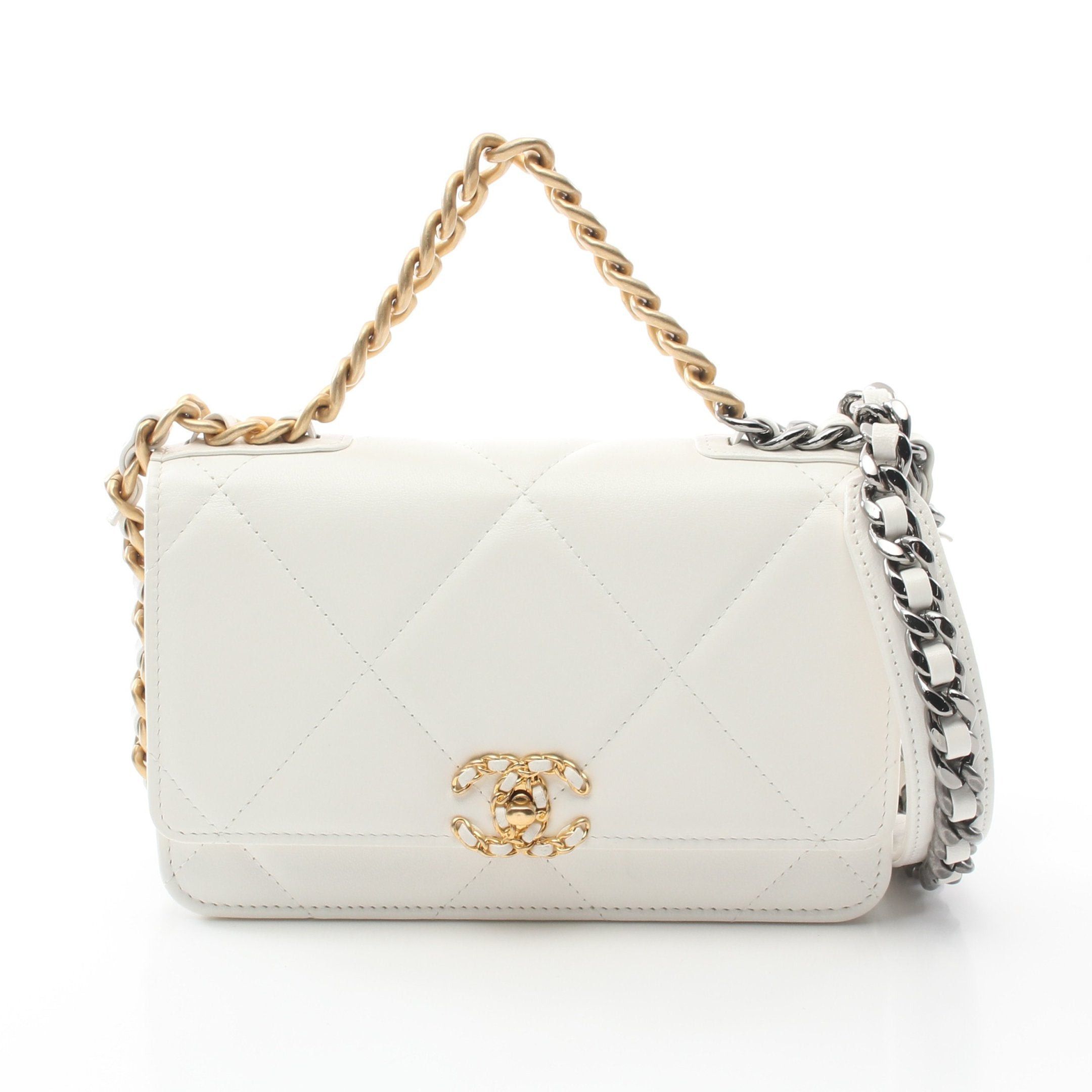 Chanel Chanel Chanel19 Matelasse Chain Wallet Lambskin White Combination Metal Fittings Size ONE SIZE - 1 Thumbnail