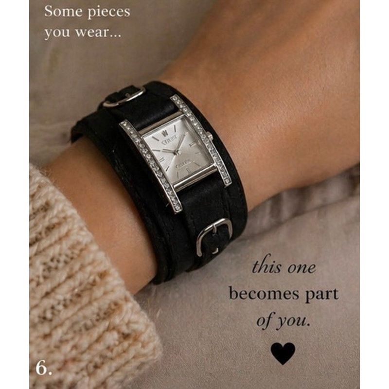 Guess GUESS Black Leather Wrap Watch G66222L Suede Strap Crystal Size ONE SIZE - 14 Thumbnail