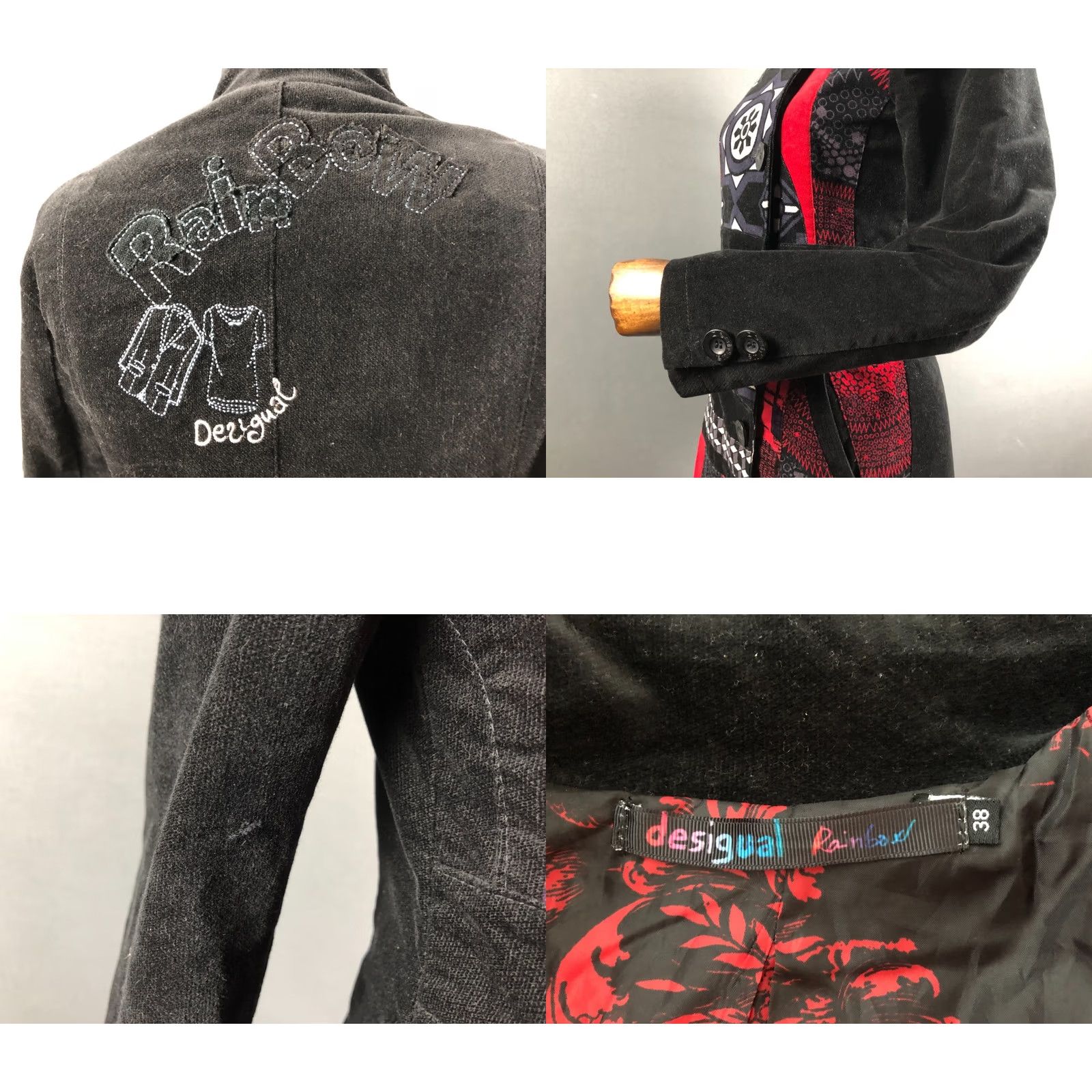Desigual Desigual Women's Coat Black Cotton Single-Breasted 38 Embroidered Logo Pockets Branded Buttons Regular Fit Casual Overcoat Size XS / US 0-2 / IT 36-38 - 8 Thumbnail