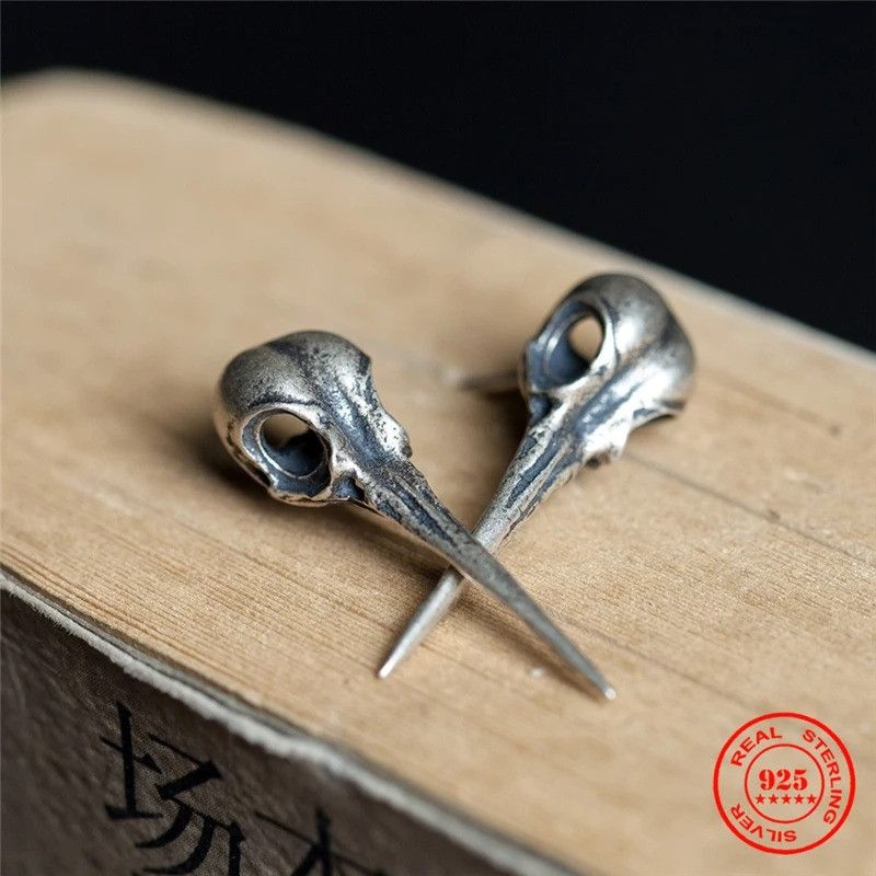 Jewelry Hummingbird Bones Stud Earrings 925 Sterling Ear Studs Charm Size ONE SIZE - 2 Thumbnail