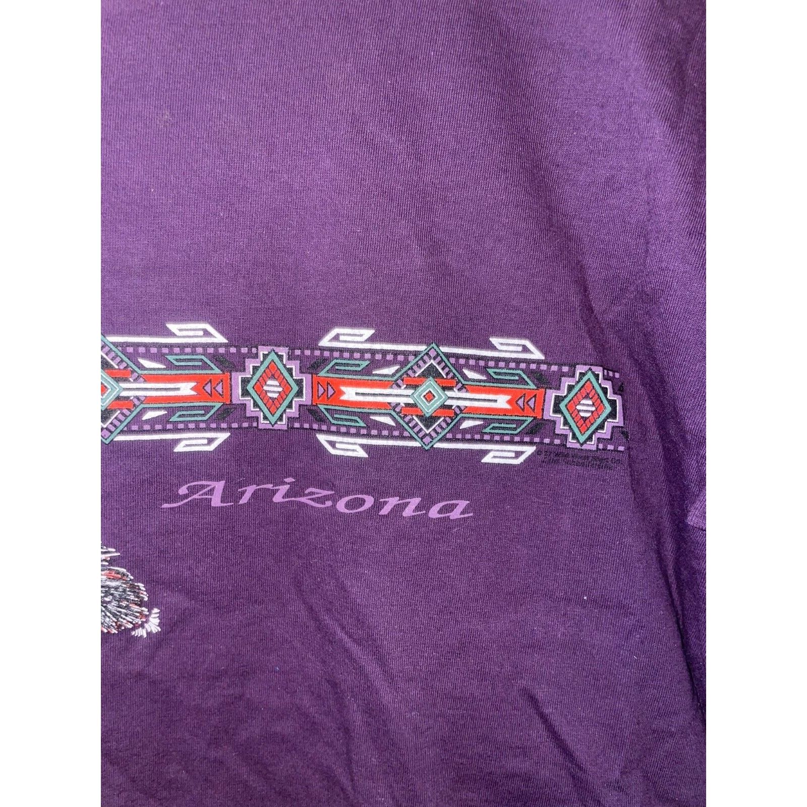 Jerzees Vintage Arizona Purple Shirt Native American Feathers Tee L Size US L / EU 52-54 / 3 - 4 Thumbnail