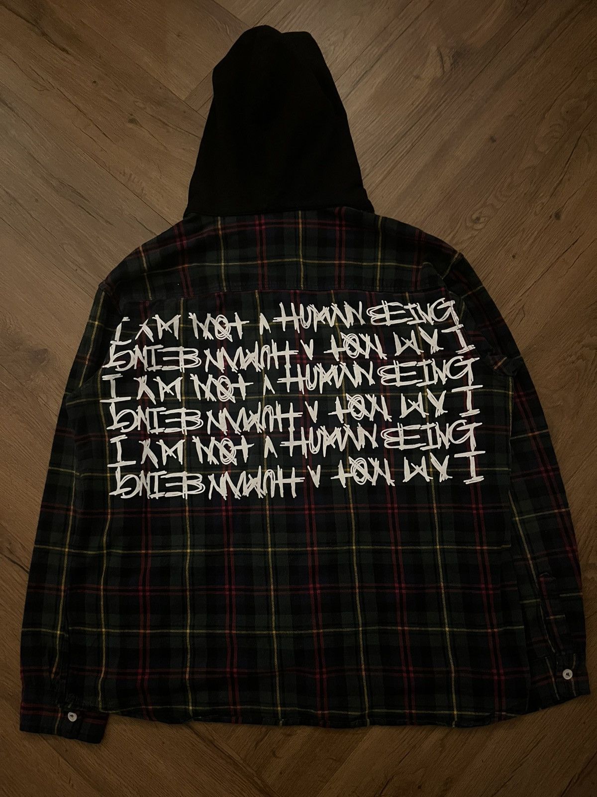 I Am Not A Human Being × If Six Was Nine 2000s I Am Not A Human Being - Graphic Plaid Hoodie Shirt Size US XL / EU 56 / 4 - 8 Thumbnail