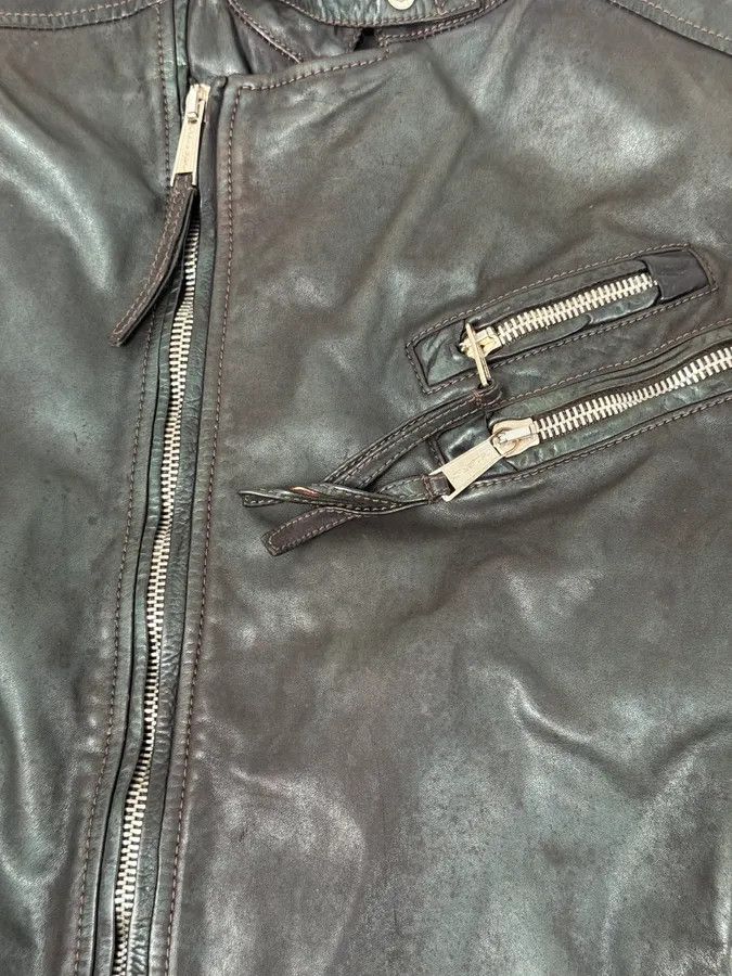 Dsquared2 SS2010 Dsquared2 Biker Asymmetrical Black Gren Leather Jacket Size US M / EU 48-50 / 2 - 7 Thumbnail
