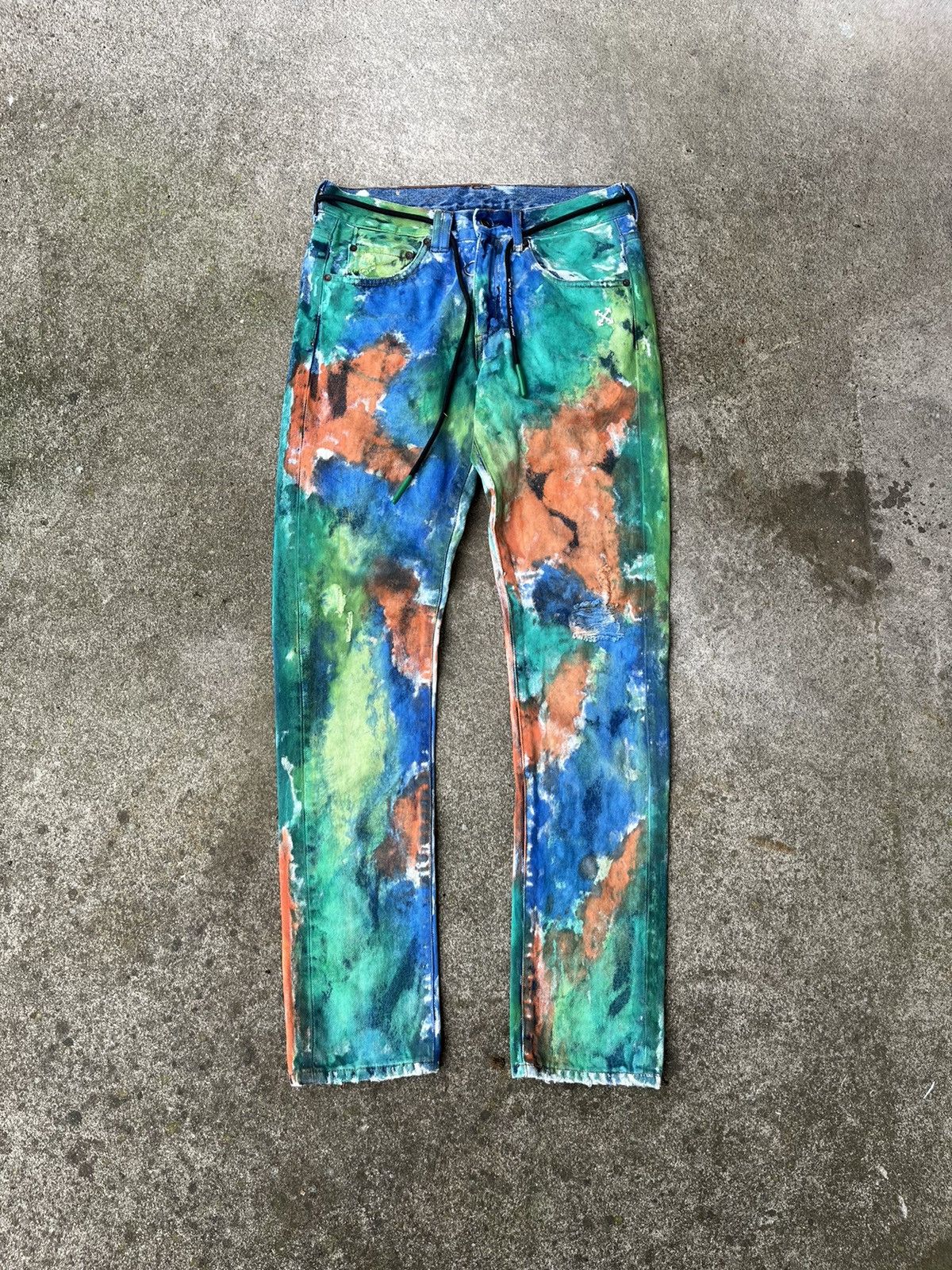 Off white painted jeans hotsell