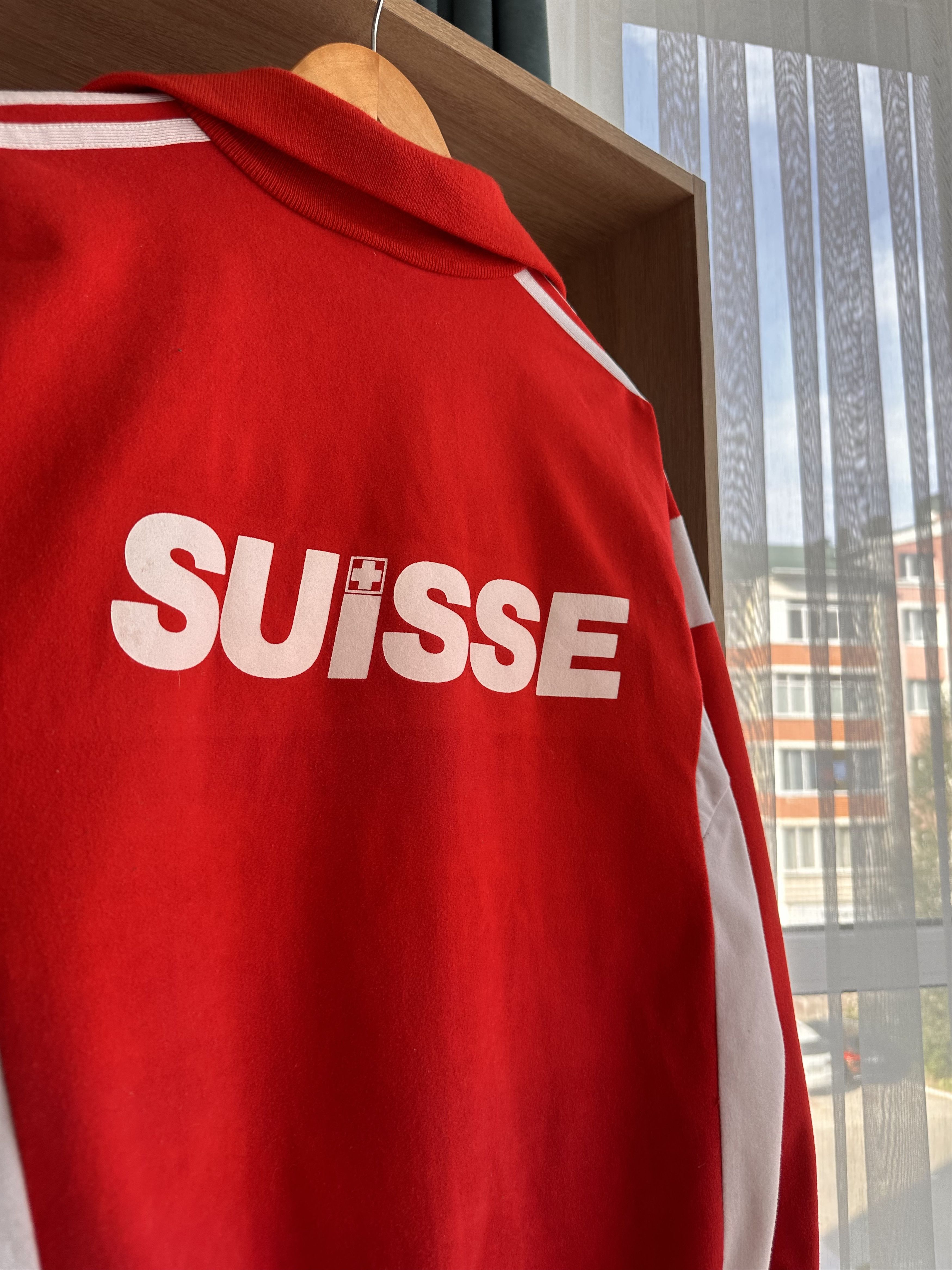 Adidas Vintage Adidas Suisse Handball Sportswear Red Hoodie Size US M / EU 48-50 / 2 - 10 Thumbnail
