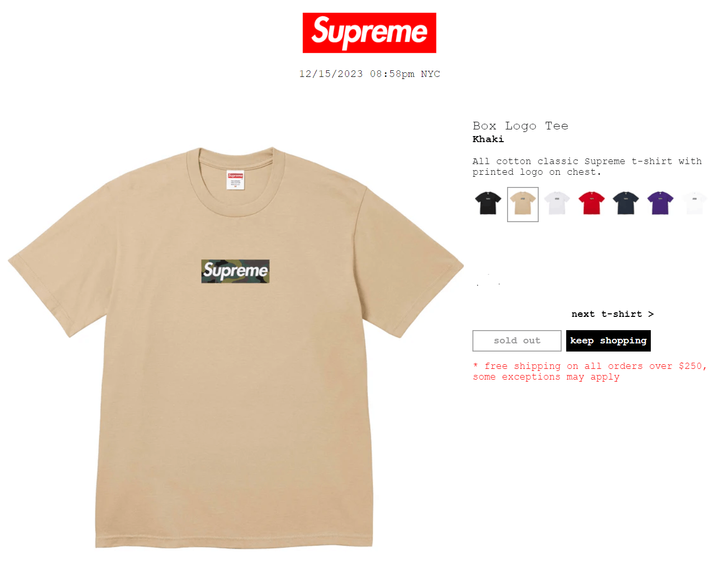Supreme Supreme Box Logo Tee T-Shirt Khaki XLarge XL Shirt Camo Fall Size US XL / EU 56 / 4 - 3 Thumbnail