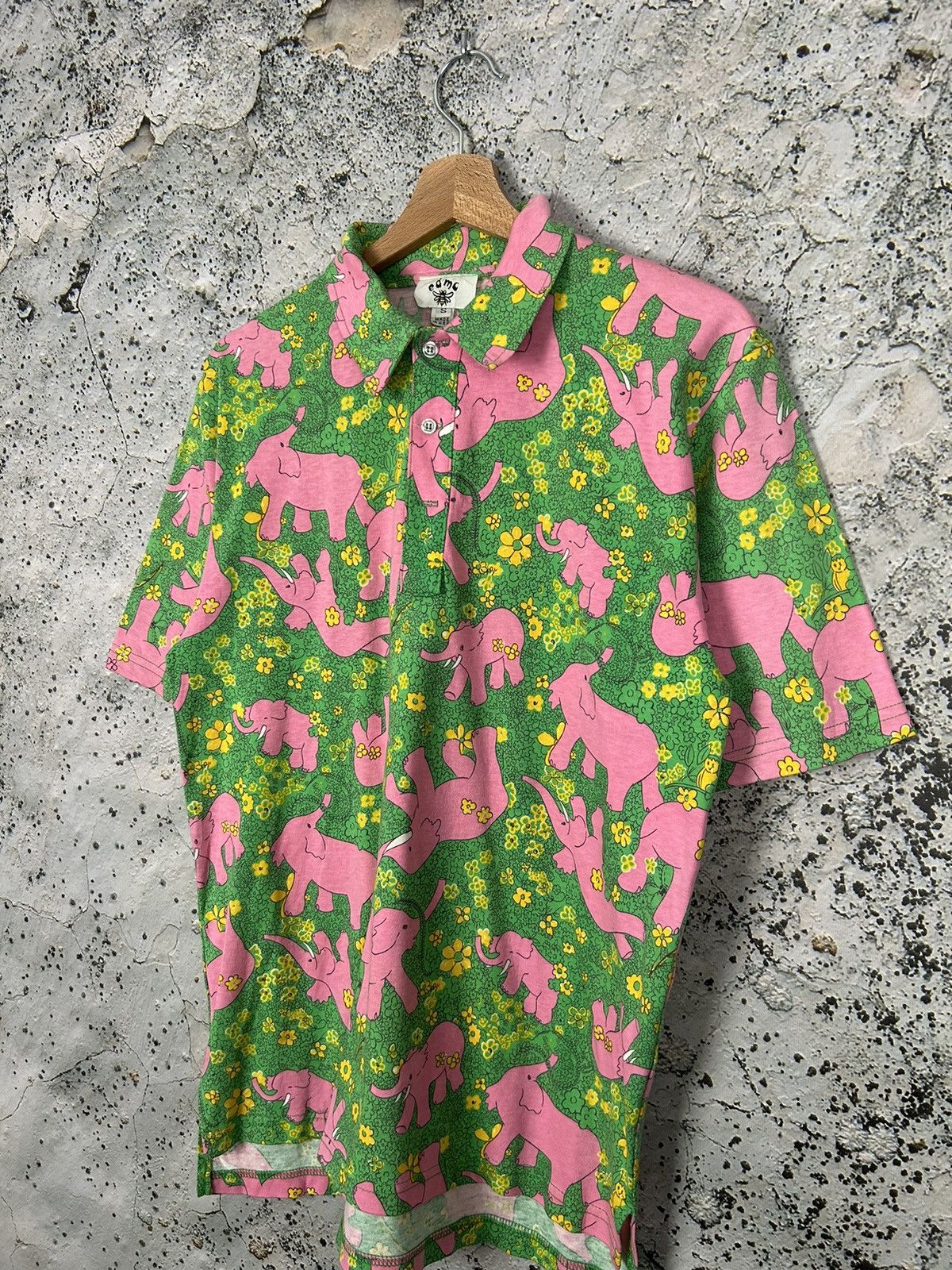 Vintage Vintage Pink Elephants Avantgarde Polo Tee 90s Archival Size US S / EU 44-46 / 1 - 2 Thumbnail