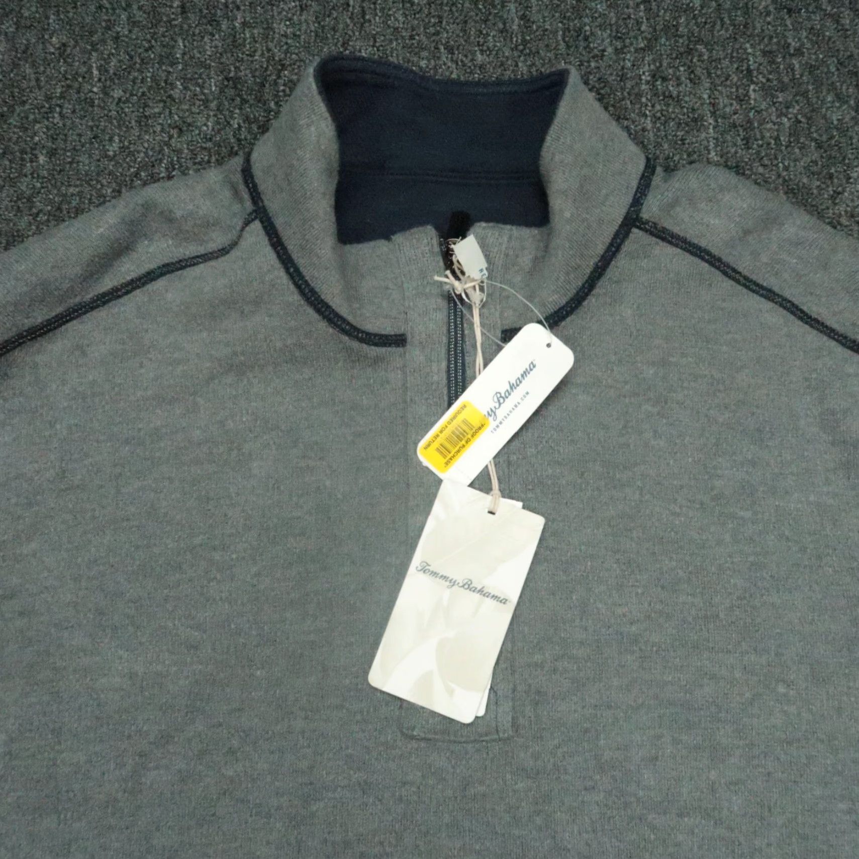 Tommy Bahama VINTAGE Tommy Bahama Sweater Shirt Men 2XL Reversible Half Zip Blue Gray 1/2 Zip Mock Neck Winter Fall 90s Mens Size US XXL / EU 58 / 5 - 5 Thumbnail