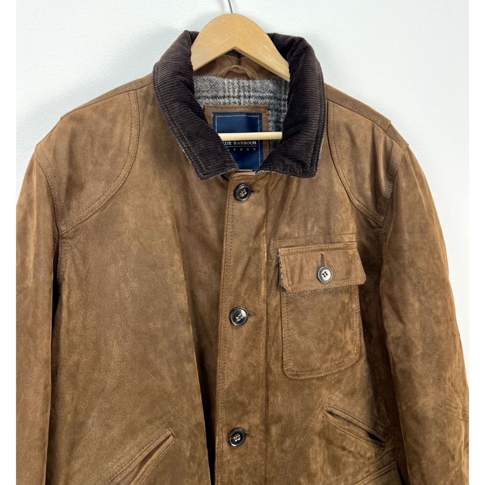 Vintage Blue Harbour Jacket Mens XL Suede with Wool Lining Brown HD 90s? Size US XL / EU 56 / 4 - 7 Thumbnail