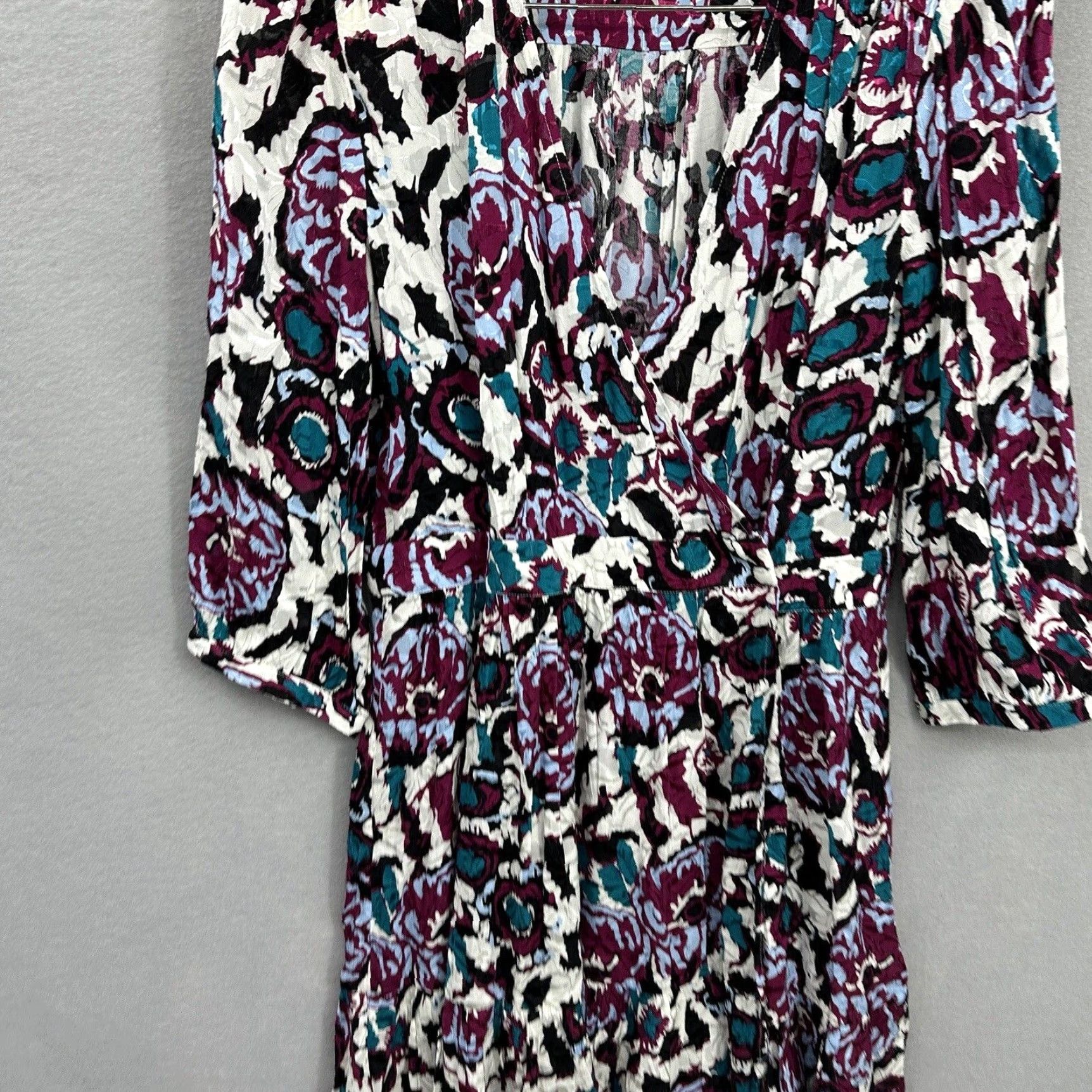 ba&sh ba&sh Bash Dress Womens M Floral Ivory V-Neck 3/4 Sleeve Wrap Mini Bohemian Designer Party Casual Womens Size M / US 6-8 / IT 42-44 - 3 Thumbnail