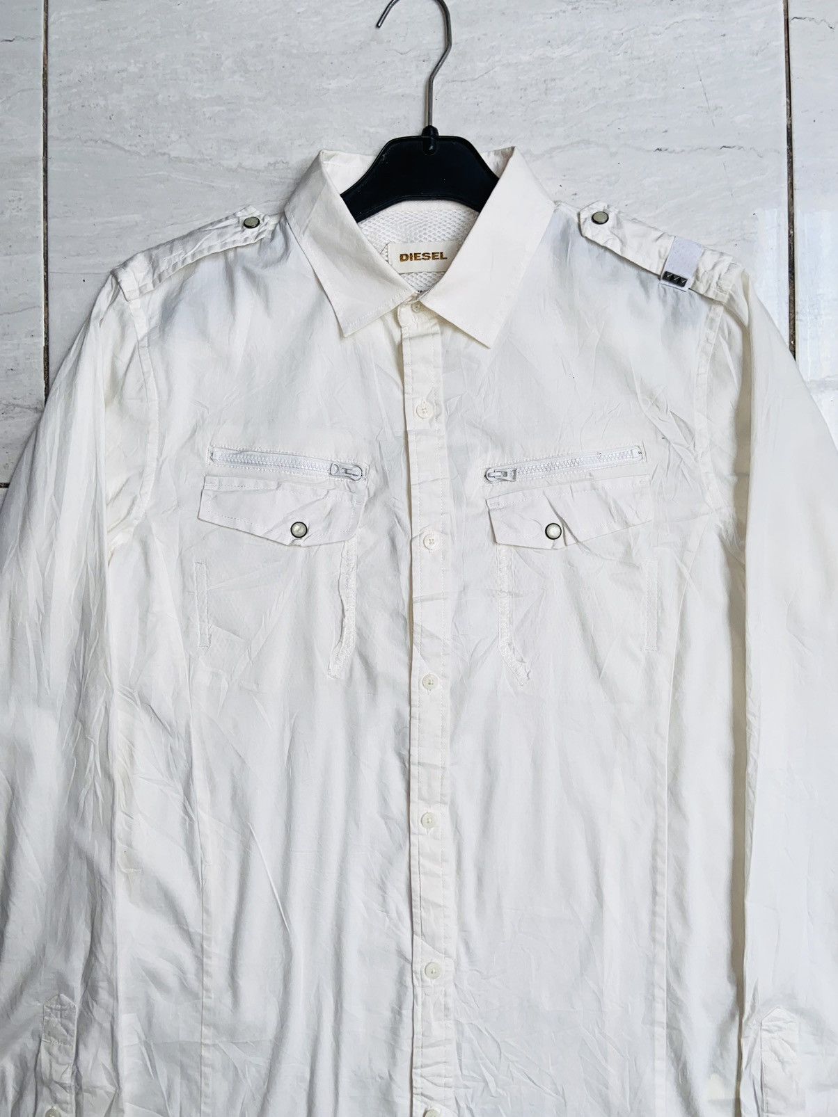 DIESEL White Shirt Slim Fit Size M