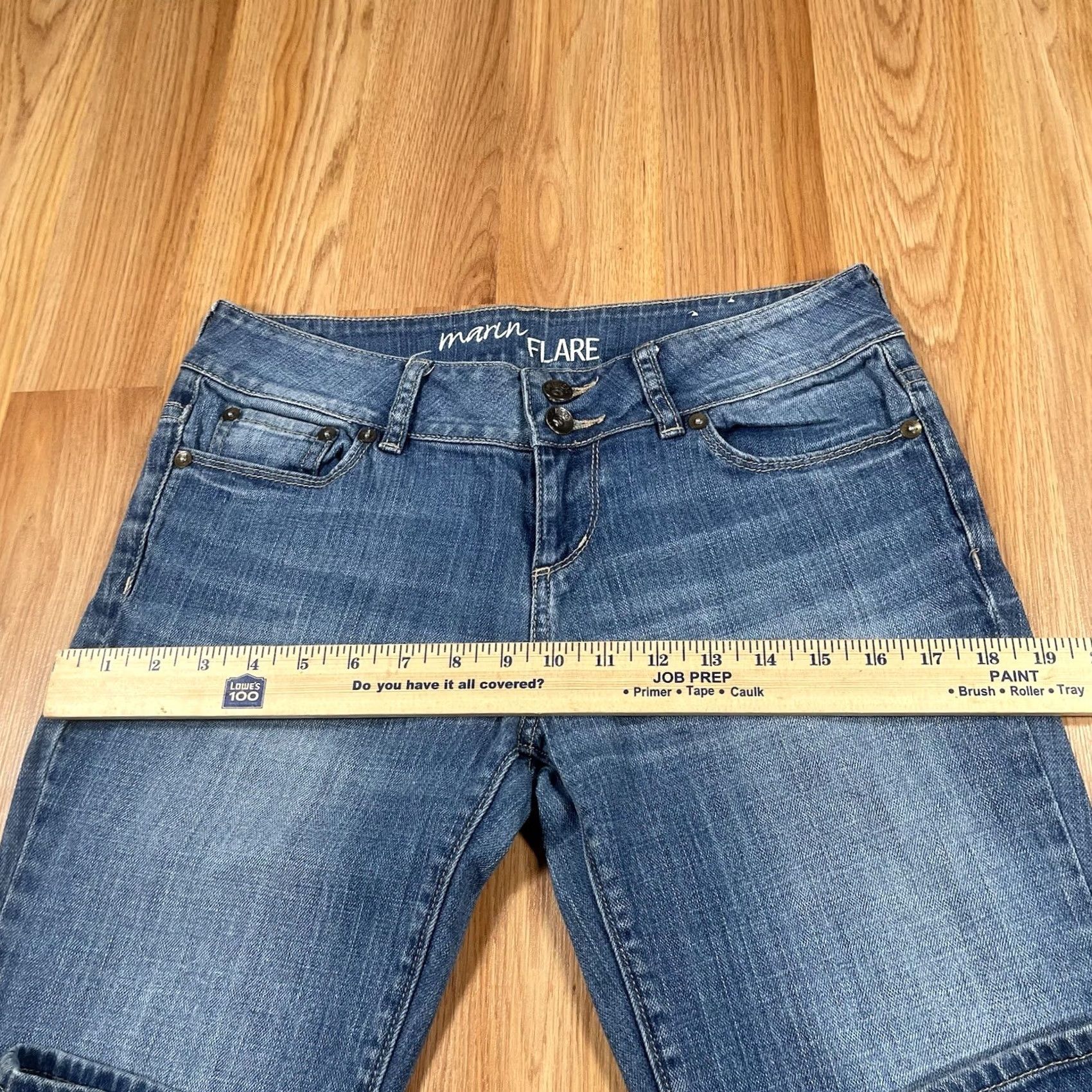 Vintage Bull Head Jeans Womens 9R Marin Flare Leg Mid Rise Stretch Blue Denim Pants Jeans Size 30" / US 8 / IT 44 - 5 Thumbnail