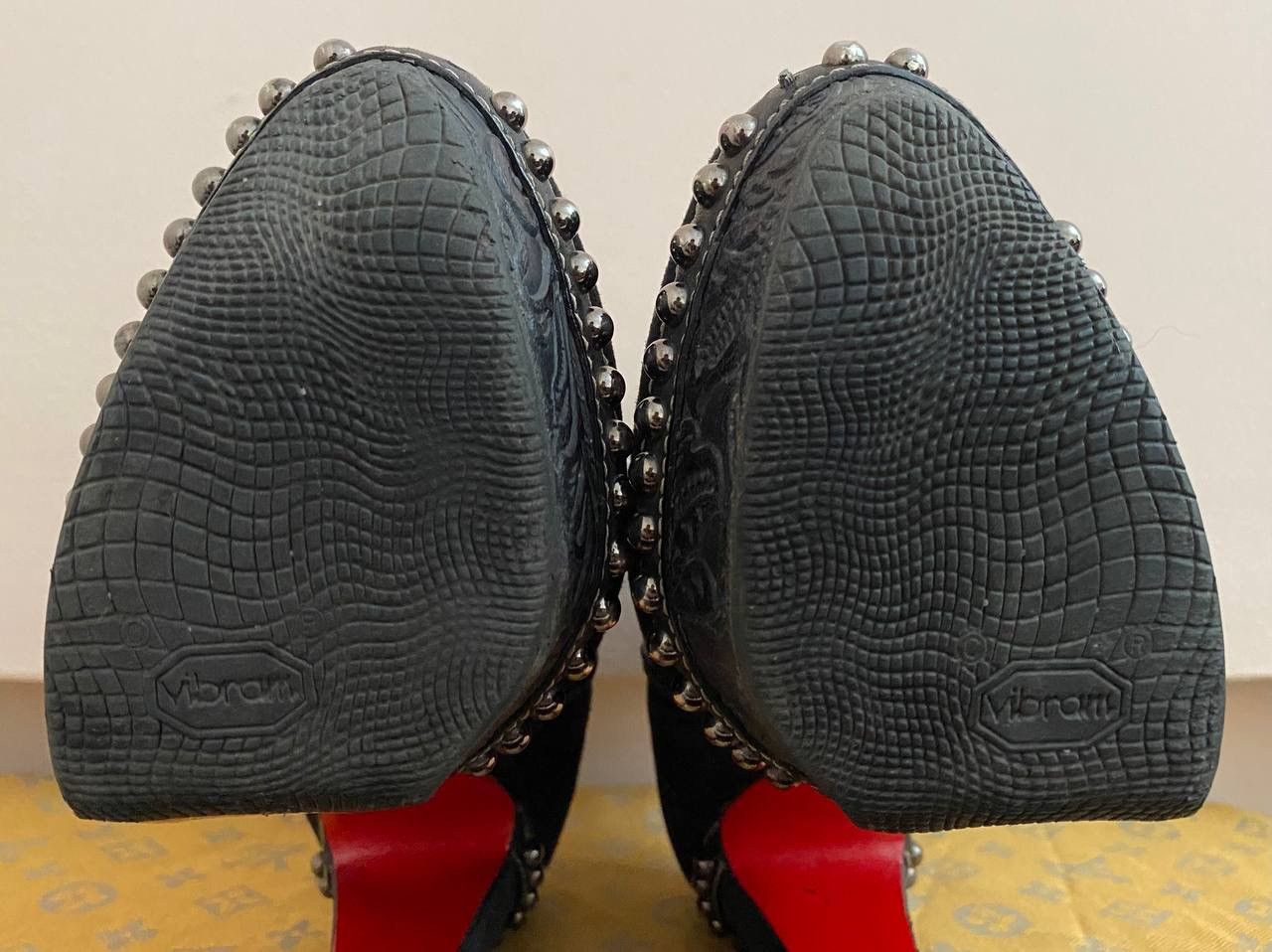 Christian Louboutin Christian Louboutin Black Suede Studded Platform Ankle Boots Size US 7.5 / IT 37.5 - 7 Thumbnail