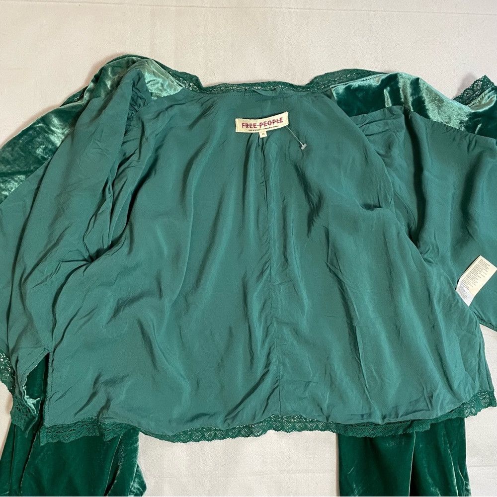 Free People New Free People Velvet Bed Everglade Green Viscose Jacket S Size XS / US 0-2 / IT 36-38 - 6 Thumbnail