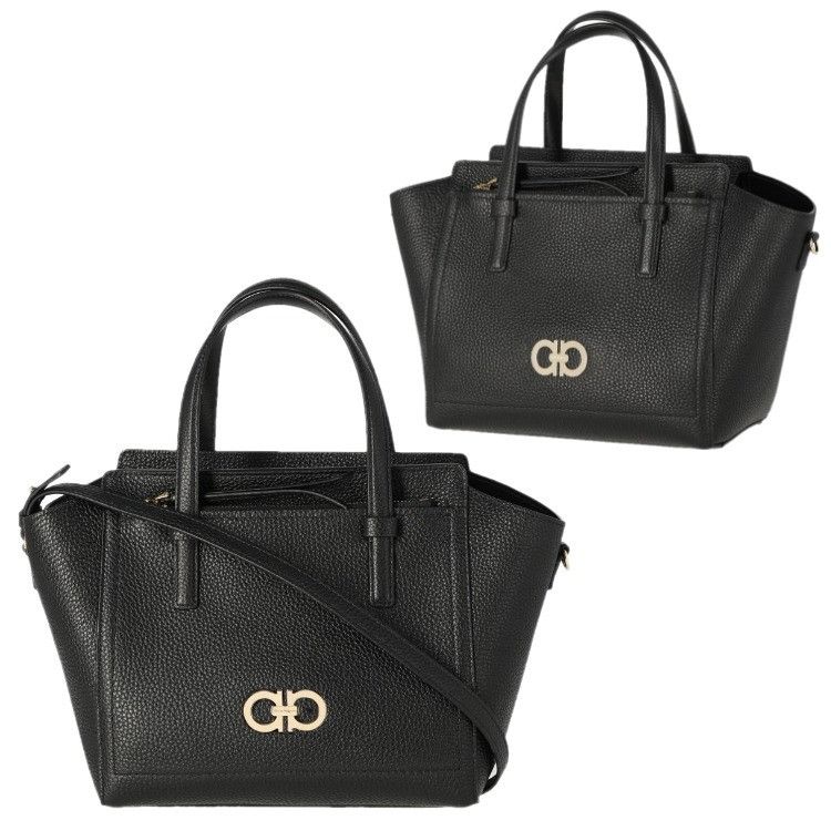 Salvatore Ferragamo o1s1rm0924 Size: OS / Leather Tote Bag in Black Size ONE SIZE - 8 Thumbnail