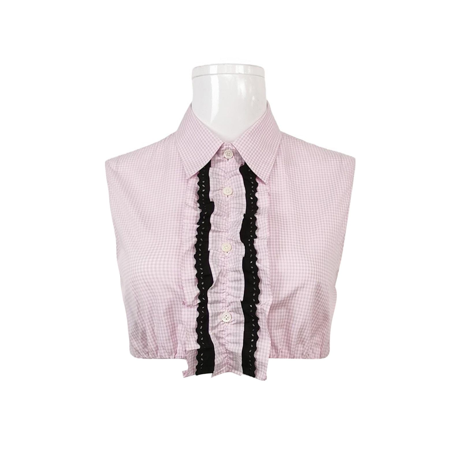 Prada Prada Pink Gingham Ruffle Crop Top Size 38 Size XS / US 0-2 / IT 36-38 - 1 Thumbnail