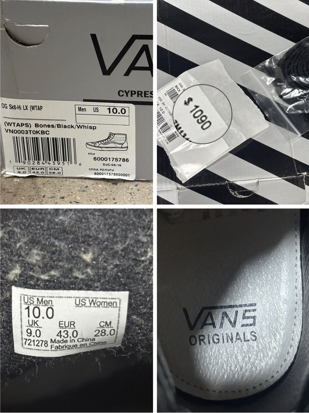 Vans × Wtaps Wtaps x Vans OG SK8 Hi Bones black Size US 10 / EU 43 - 2 Thumbnail