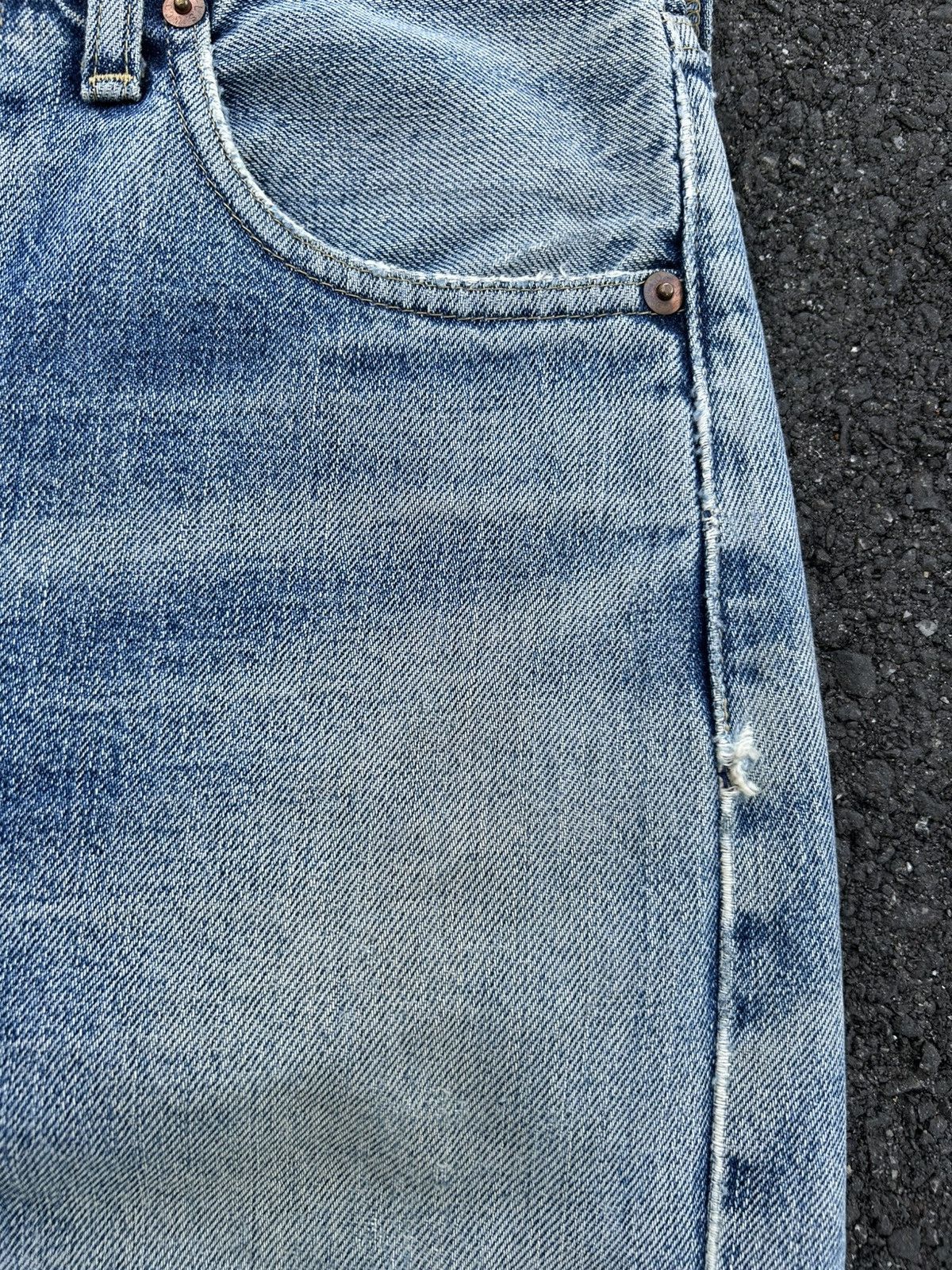 Kapital Thrashed Vintage Levis big E Selvedge Denim Jeans Size US 30 / EU 46 - 10 Thumbnail