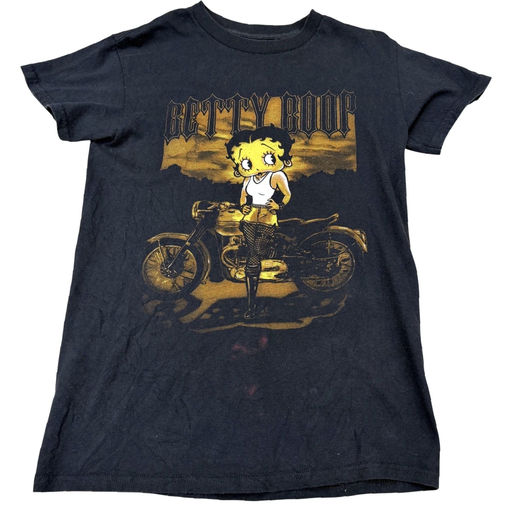 Vintage Betty Boop Shirt Womens Small Black Motorcycle Biker Graphic Tee Cartoon Size S / US 4 / IT 40 - 2 Thumbnail
