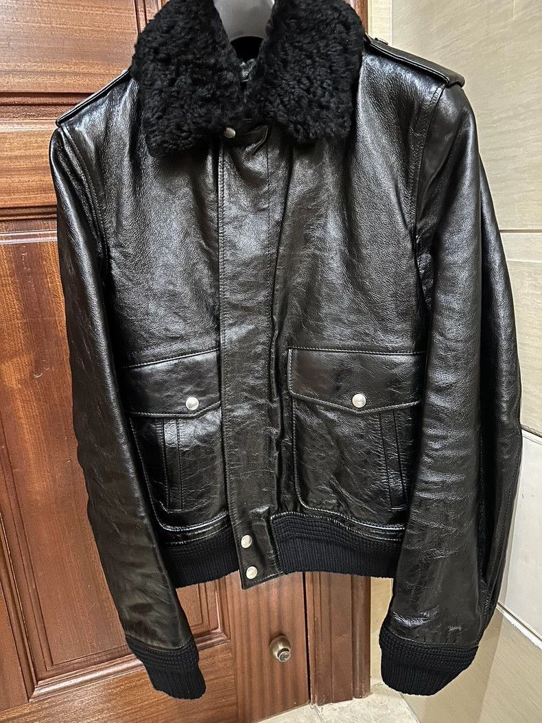 Saint Laurent Paris Saint Laurent Leather Jacket with Fur Collar- Size US S / EU 44-46 / 1 - 1 Thumbnail