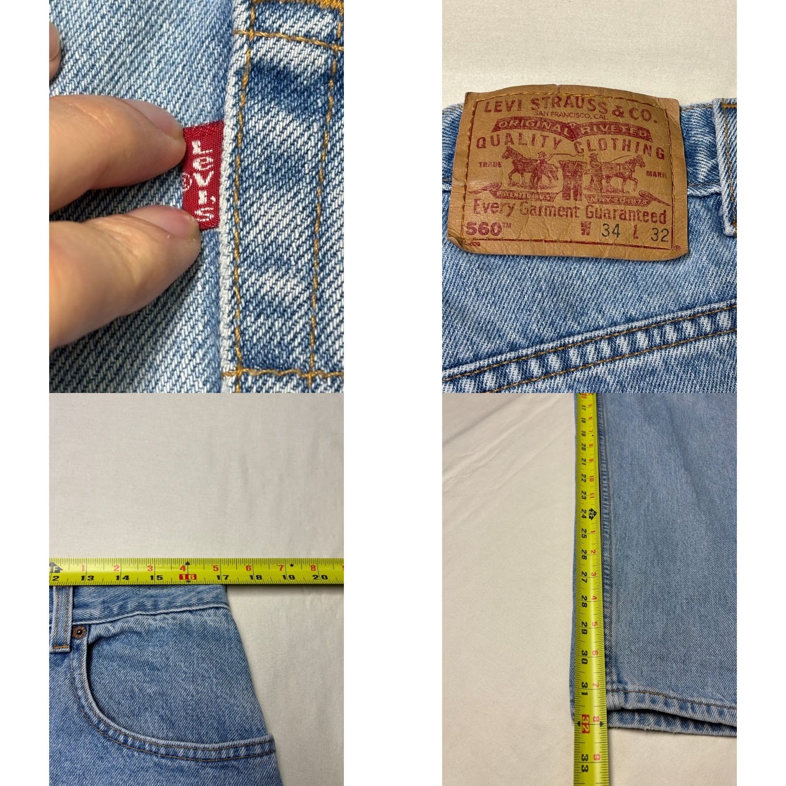 Levi's VINTAGE Levi's 560 Loose Fit Tapered Leg Jeans Light Wash Made USA Mens 34x32 Blue 90s Grunge Size US 34 / EU 50 - 8 Thumbnail