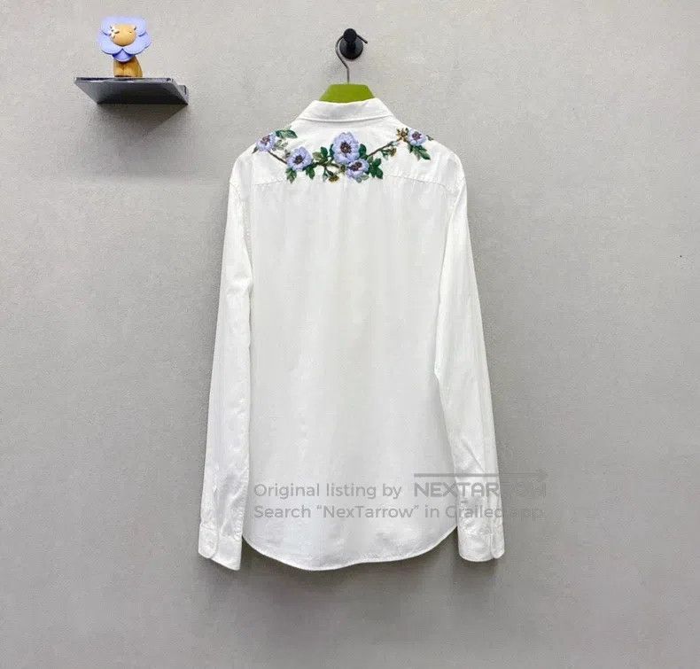Gucci Gucci White floral embroidered shirt Size US XXS / EU 40 - 2 Thumbnail