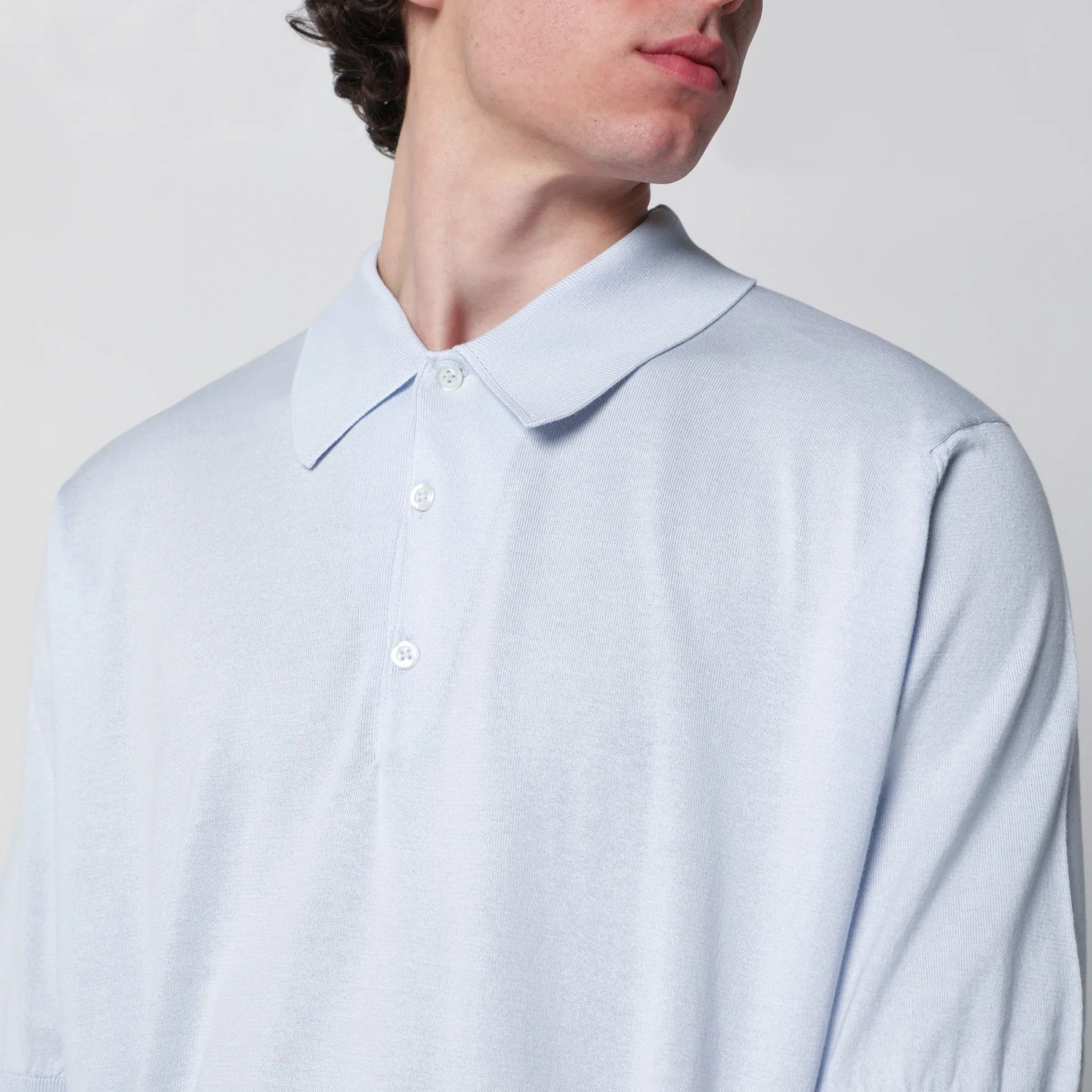 John Smedley o1d2blof0526 Cotton Polo Shirt in Light Blue Size US S / EU 44-46 / 1 - 3 Thumbnail