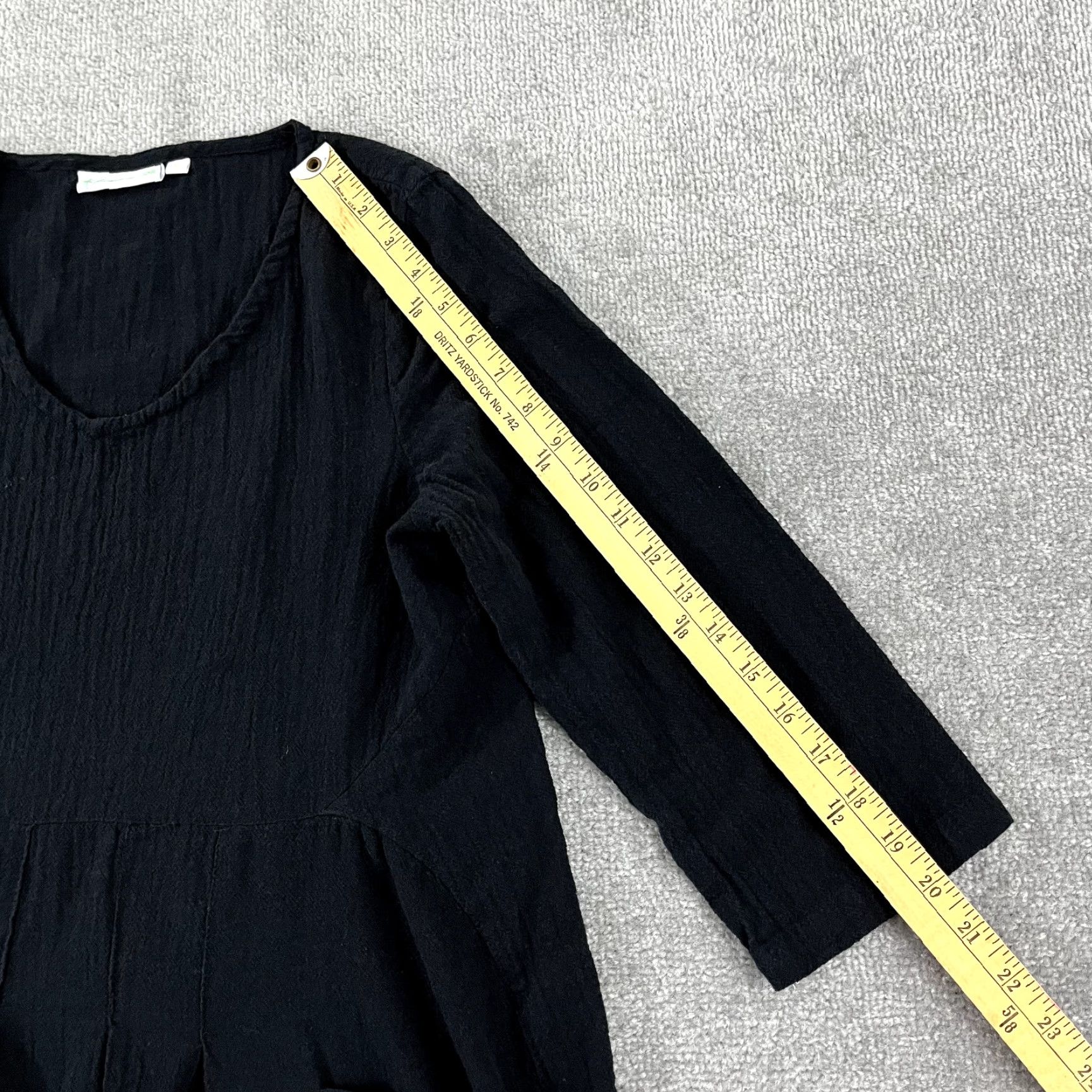 Vintage LULU-B Dress Womens Large Black Gauze 36" Lagenlook Pockets Beachy 3/4 Sleeve Size L / US 10 / IT 46 - 4 Thumbnail