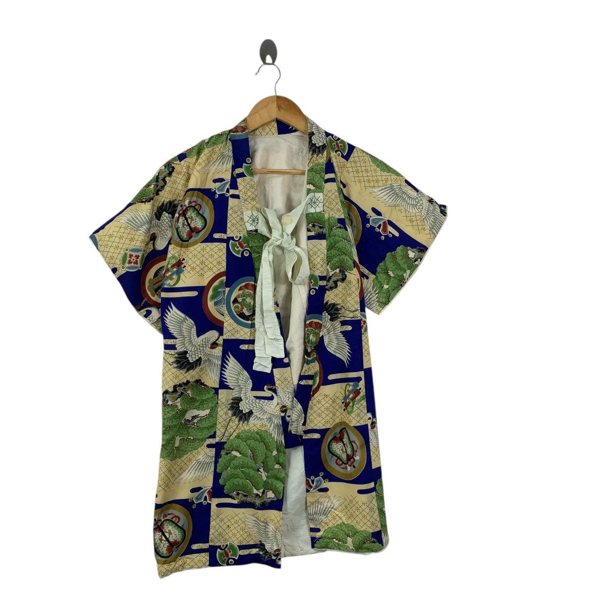 Vintage Vintage 70s KIMONO JAPAN SEIGAIHA CRANE Traditional Geisha Size S / US 4 / IT 40 - 3 Thumbnail