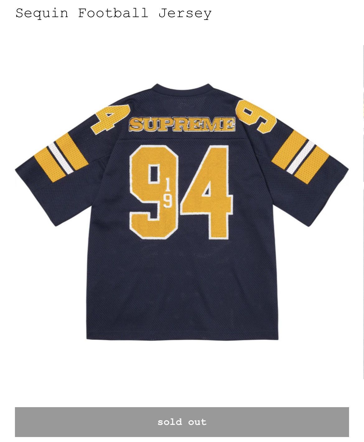 Supreme Size Small Supreme Sequin Football Jersey Navy Size US S / EU 44-46 / 1 - 2 Thumbnail