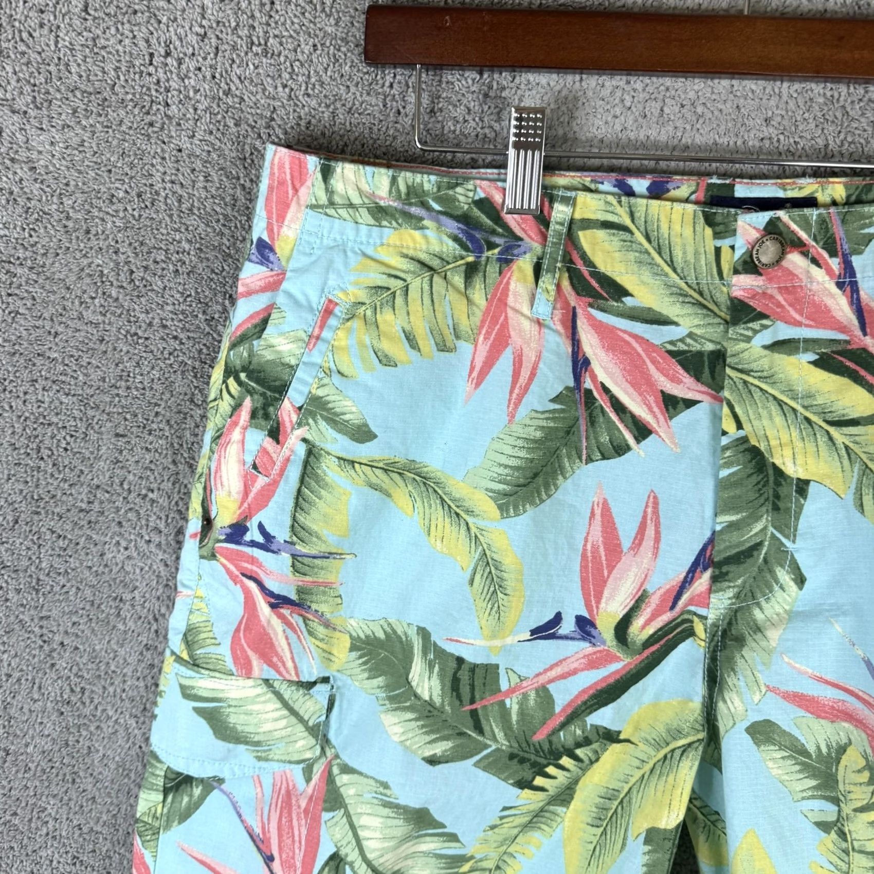 Vintage Caribbean Joe Cargo Shorts Mens 38 Tropical Floral Stretch Pockets Beach Summer Size US 38 / EU 54 - 2 Thumbnail