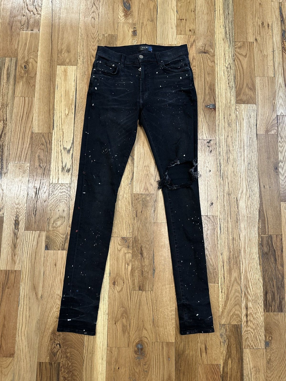 Amiri Amiri White Paint Splatter Black Denim Jeans Size 30 Size US 30 / EU 46 - 1 Thumbnail