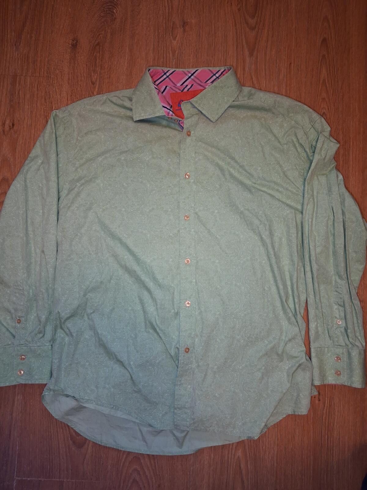 Robert Graham Robert Graham Button Up Shirt Mens 4XL Green Cotton Paisley Size US XXL / EU 58 / 5 - 1 Thumbnail