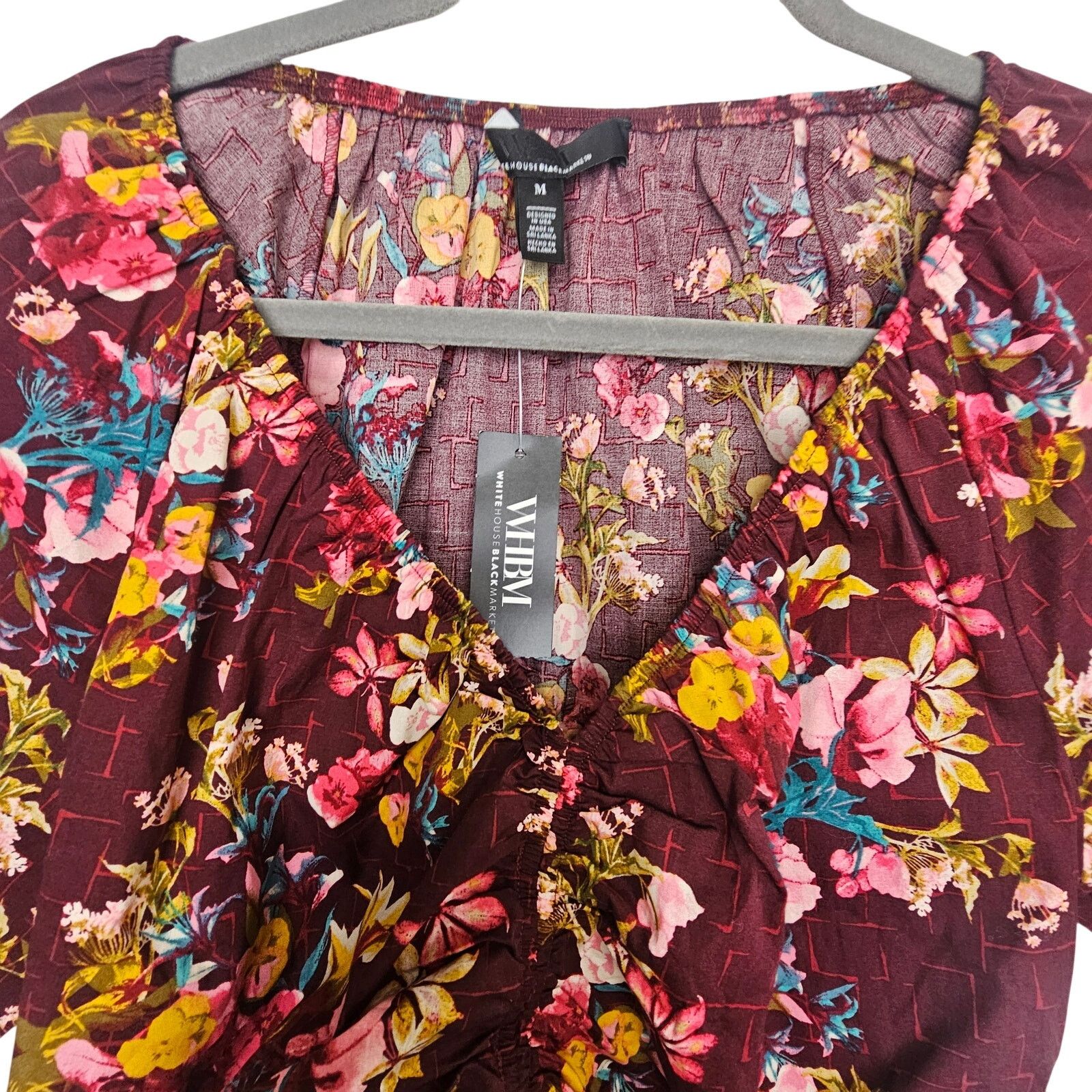 White House Black Market White House Black Market Womens Floral Ruched Front Poplin M Size M / US 6-8 / IT 42-44 - 2 Thumbnail